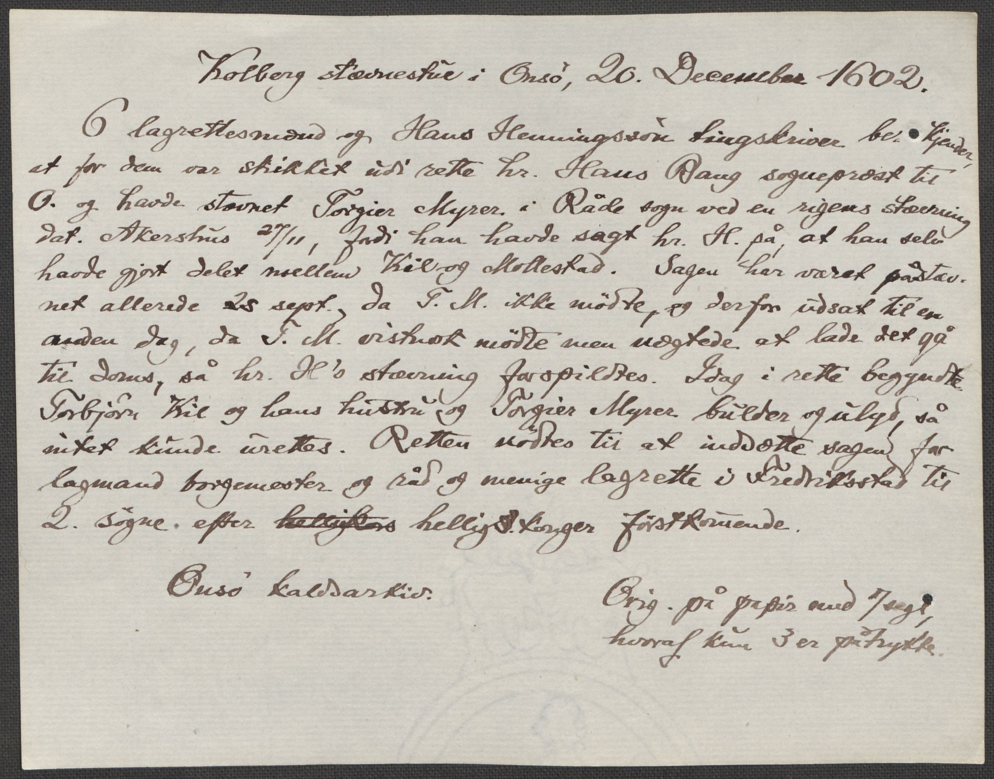 Riksarkivets diplomsamling, AV/RA-EA-5965/F15/L0003: Prestearkiv - Østfold, 1594-1700, p. 193