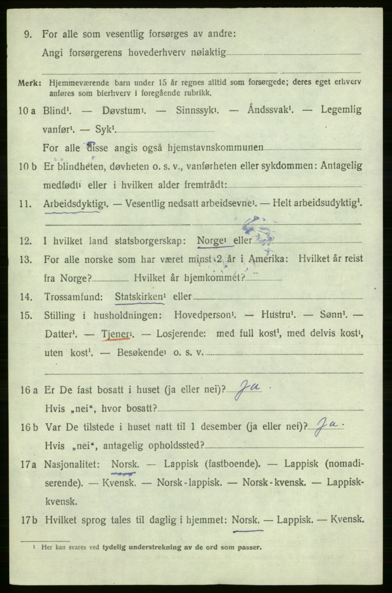 SATØ, 1920 census for Lebesby, 1920, p. 1626