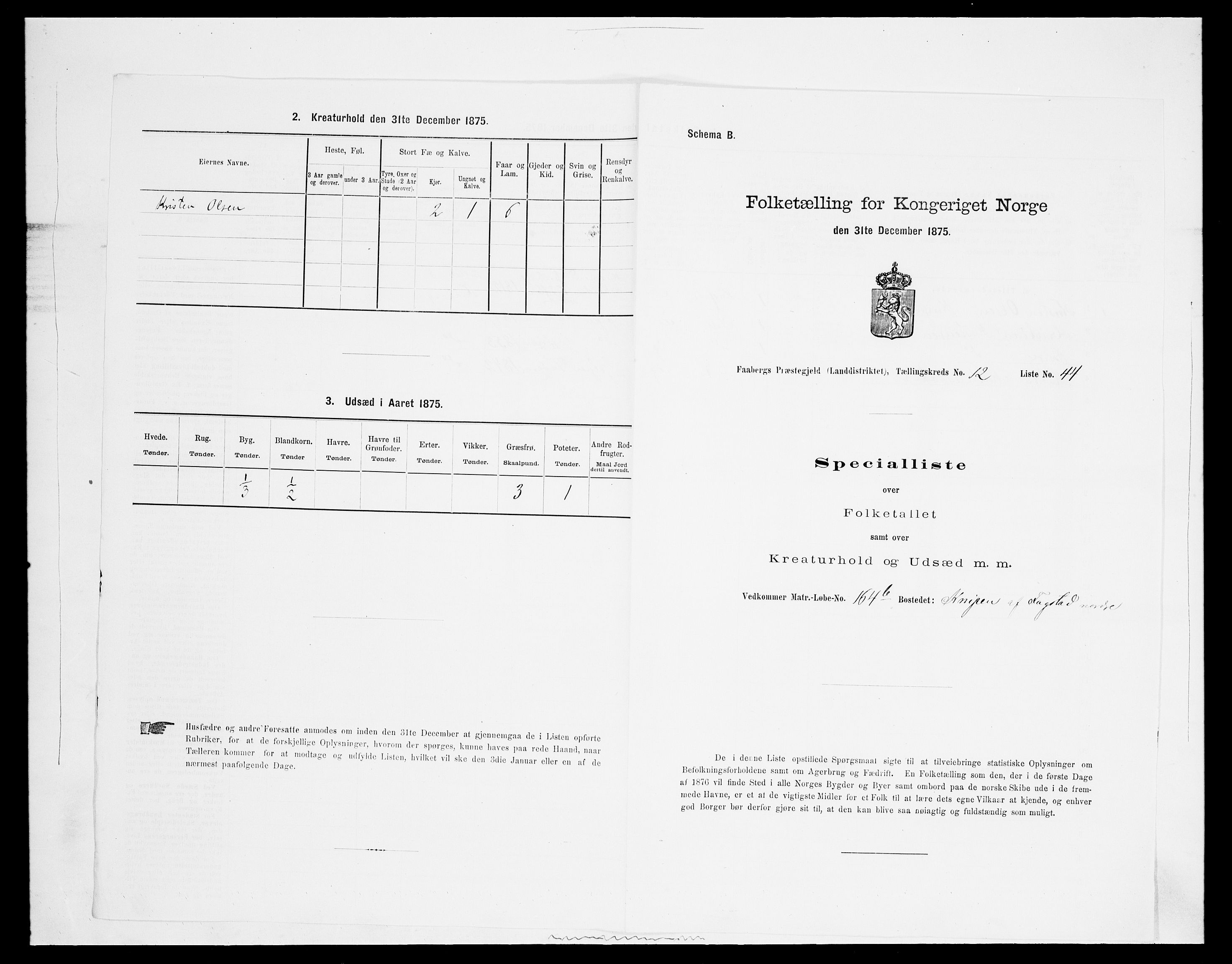 SAH, 1875 census for 0524L Fåberg/Fåberg og Lillehammer, 1875, p. 1539