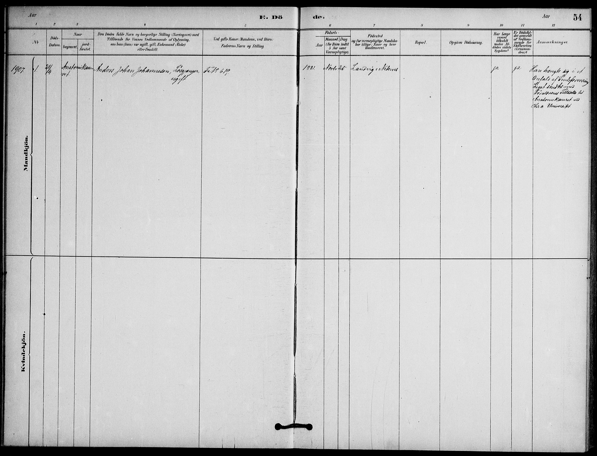 Botsfengslet prestekontor kirkebøker, AV/SAO-A-11688a: Parish register (official) no. 2, 1881-1914, p. 54