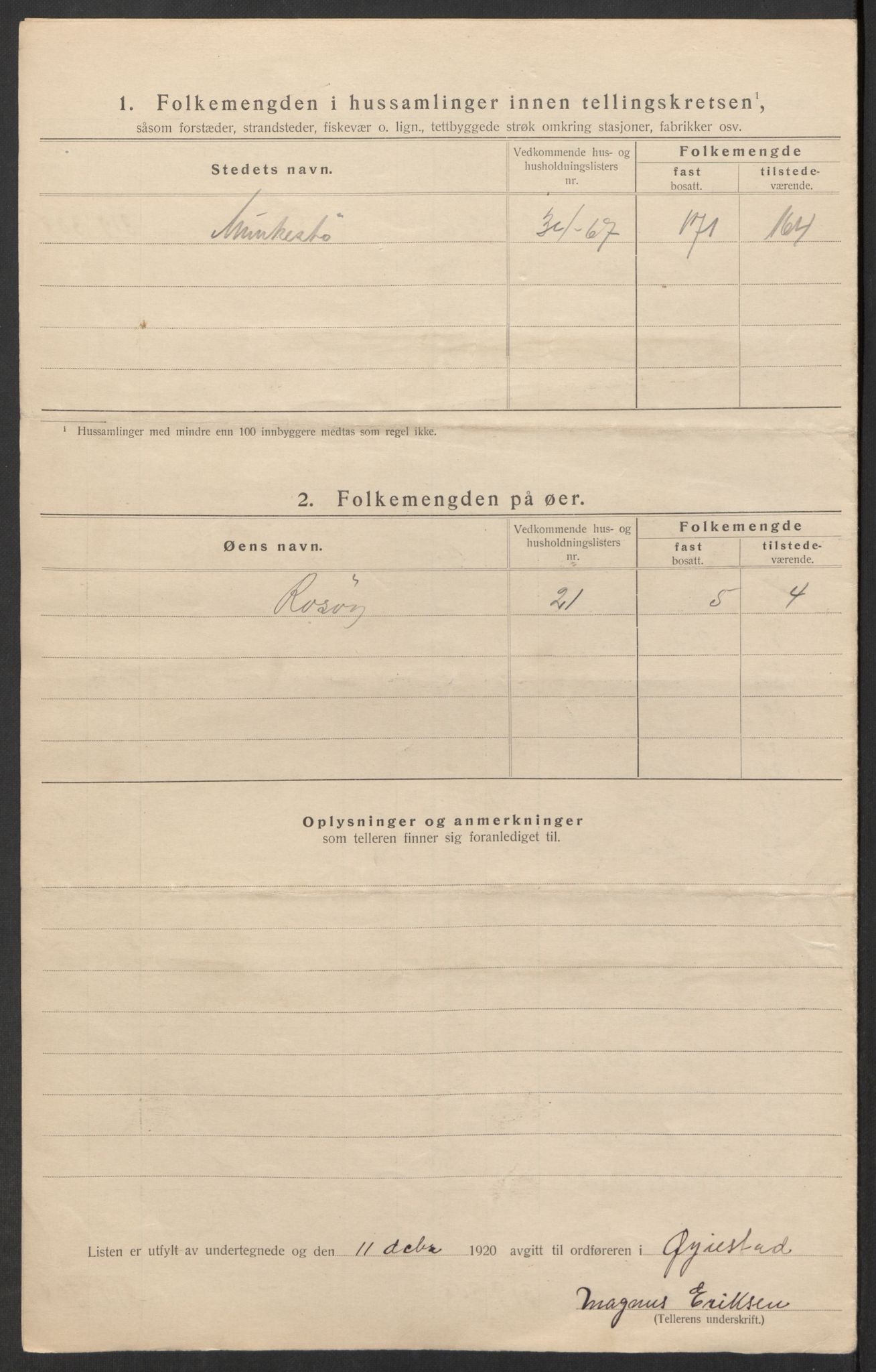 SAK, 1920 census for Øyestad, 1920, p. 29