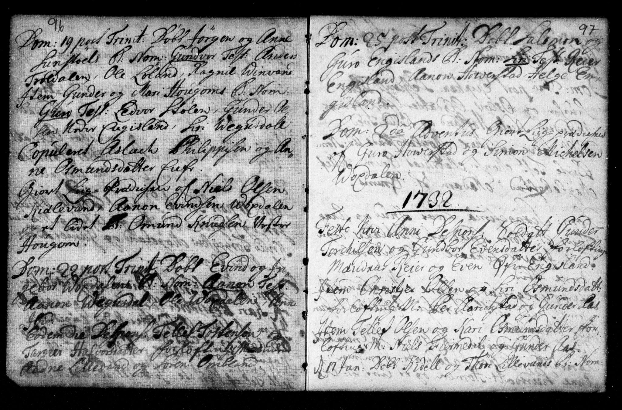 Herefoss sokneprestkontor, AV/SAK-1111-0019/F/Fa/Fab/L0001: Parish register (official) no. A 1, 1704-1779, p. 96-97