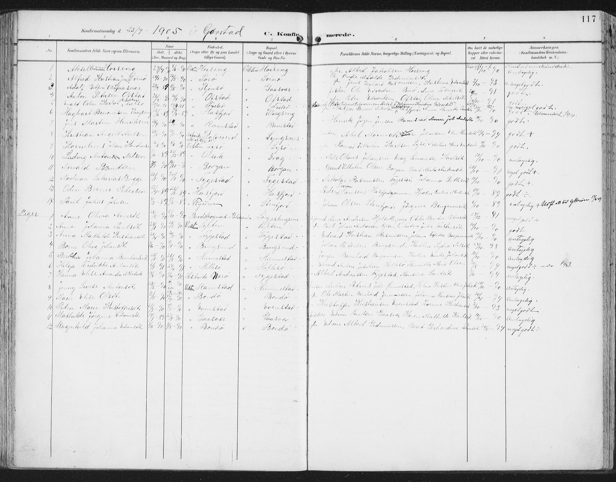 Ministerialprotokoller, klokkerbøker og fødselsregistre - Nord-Trøndelag, AV/SAT-A-1458/786/L0688: Parish register (official) no. 786A04, 1899-1912, p. 117