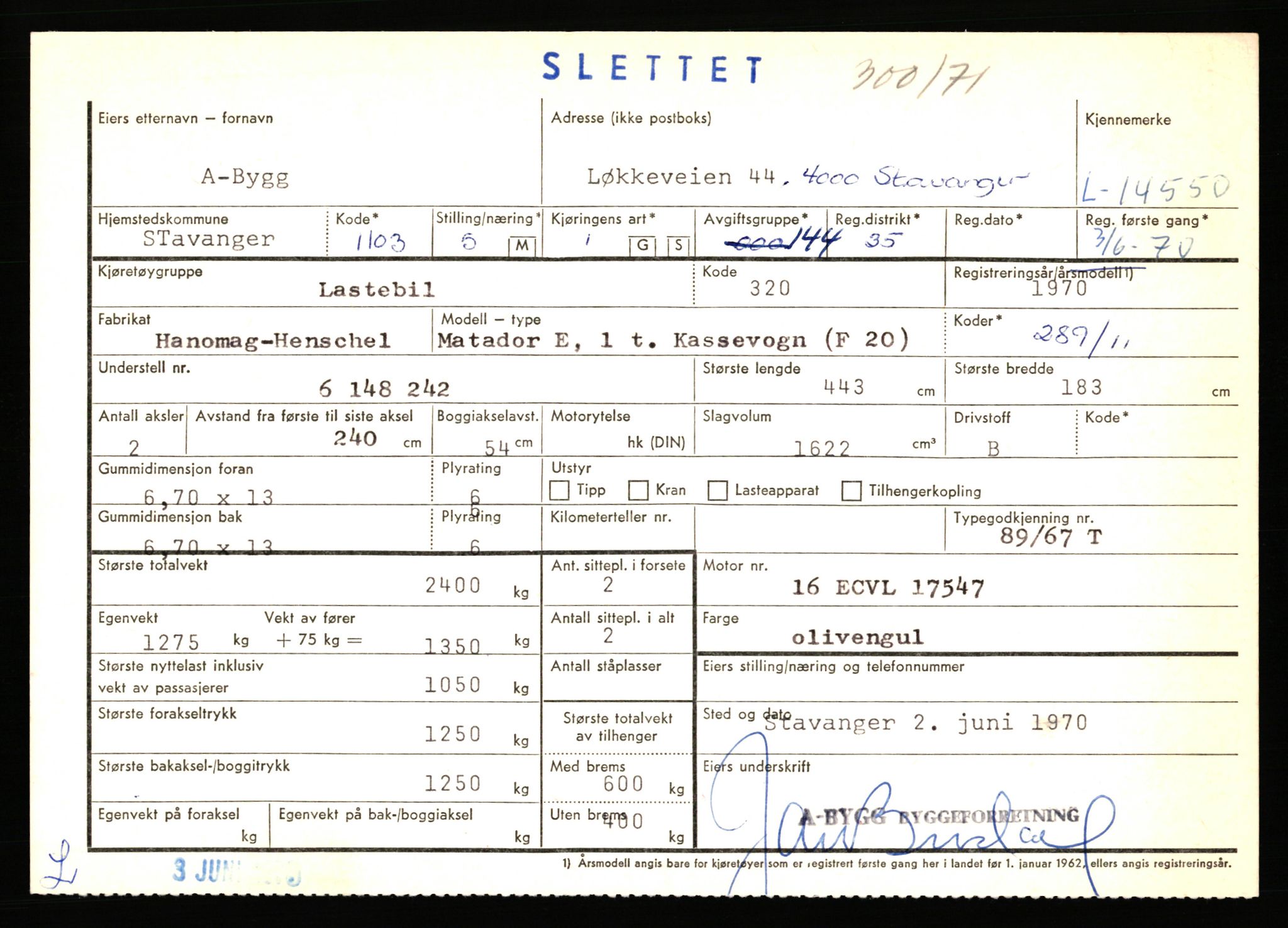 Stavanger trafikkstasjon, AV/SAST-A-101942/0/F/L0026: L-14000 - L-14599, 1930-1971, p. 1987