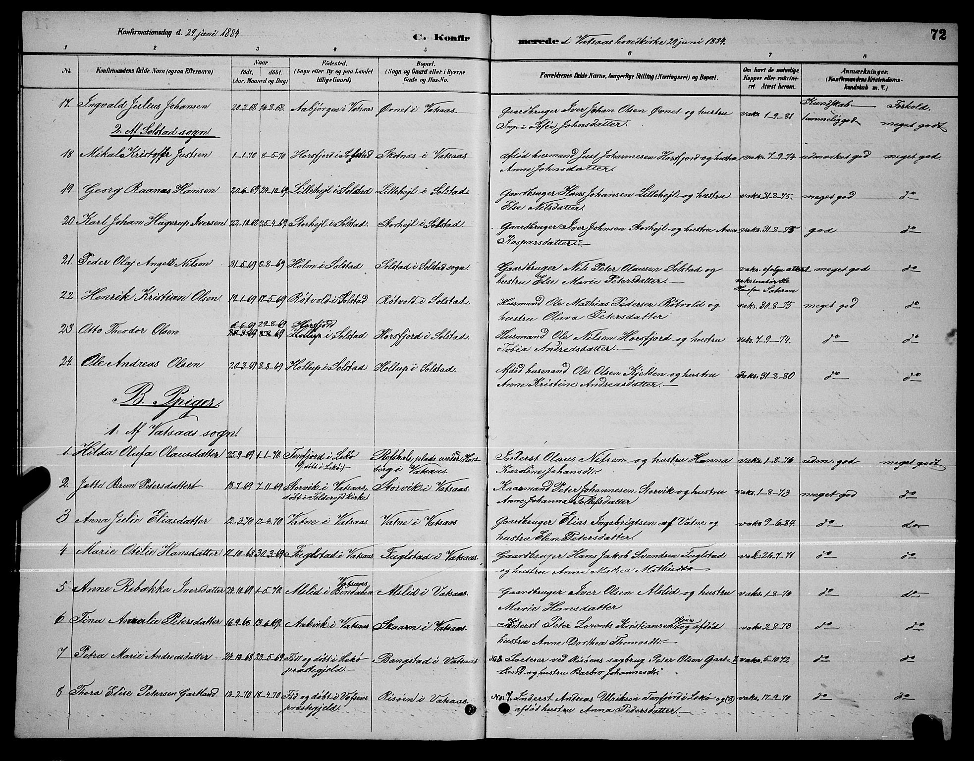 Ministerialprotokoller, klokkerbøker og fødselsregistre - Nordland, SAT/A-1459/810/L0160: Parish register (copy) no. 810C03, 1884-1896, p. 72