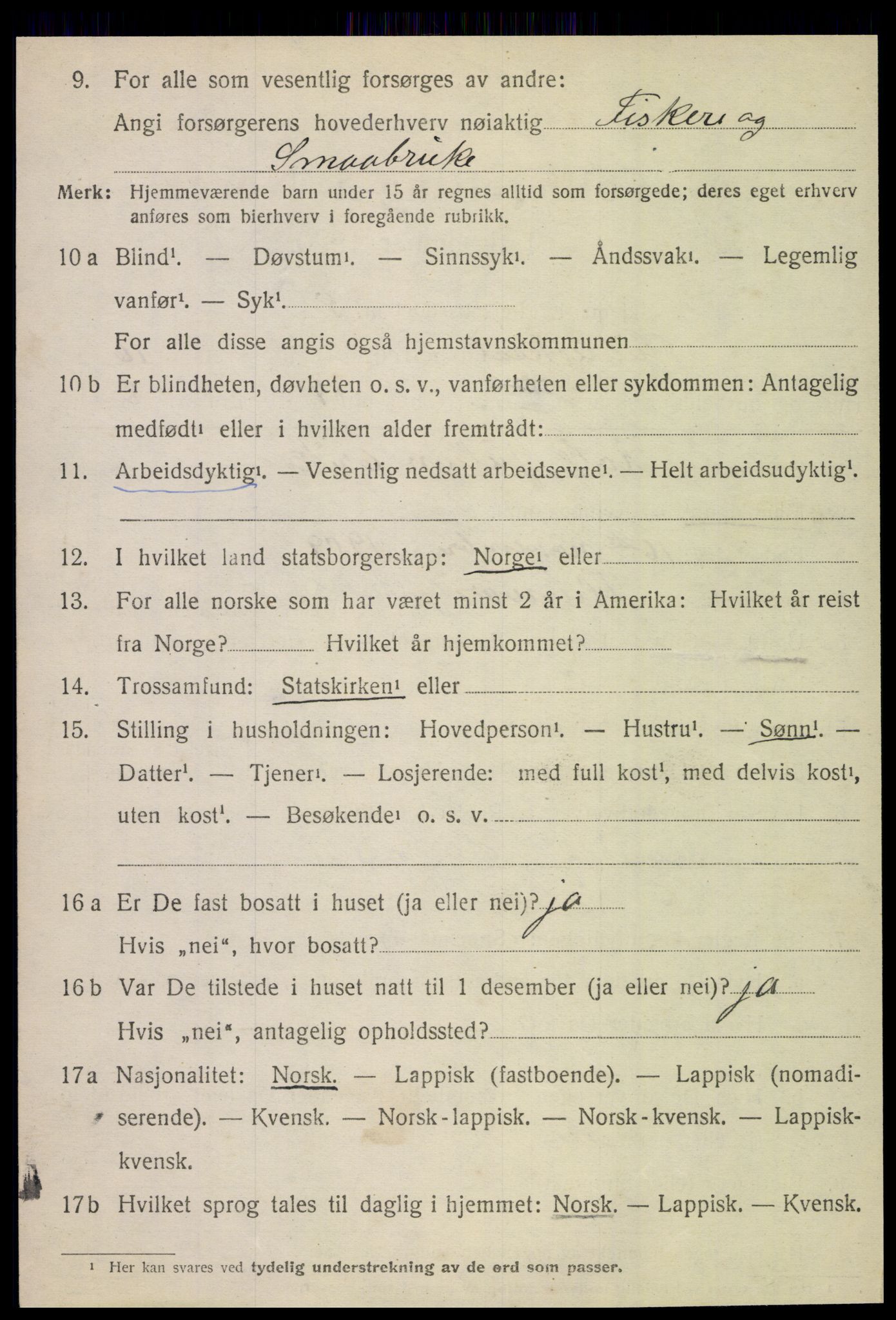 SAT, 1920 census for Gildeskål, 1920, p. 10185