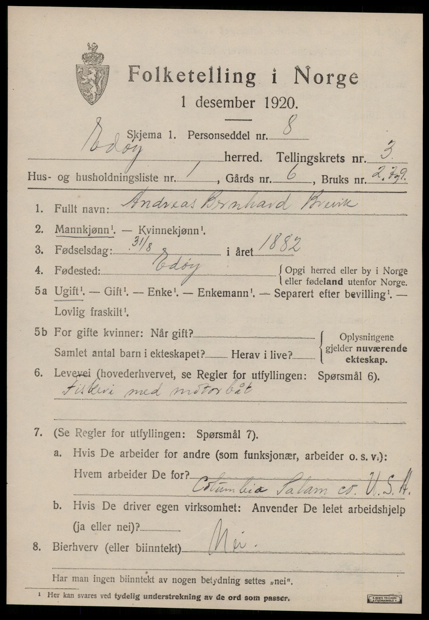 SAT, 1920 census for Edøy, 1920, p. 934