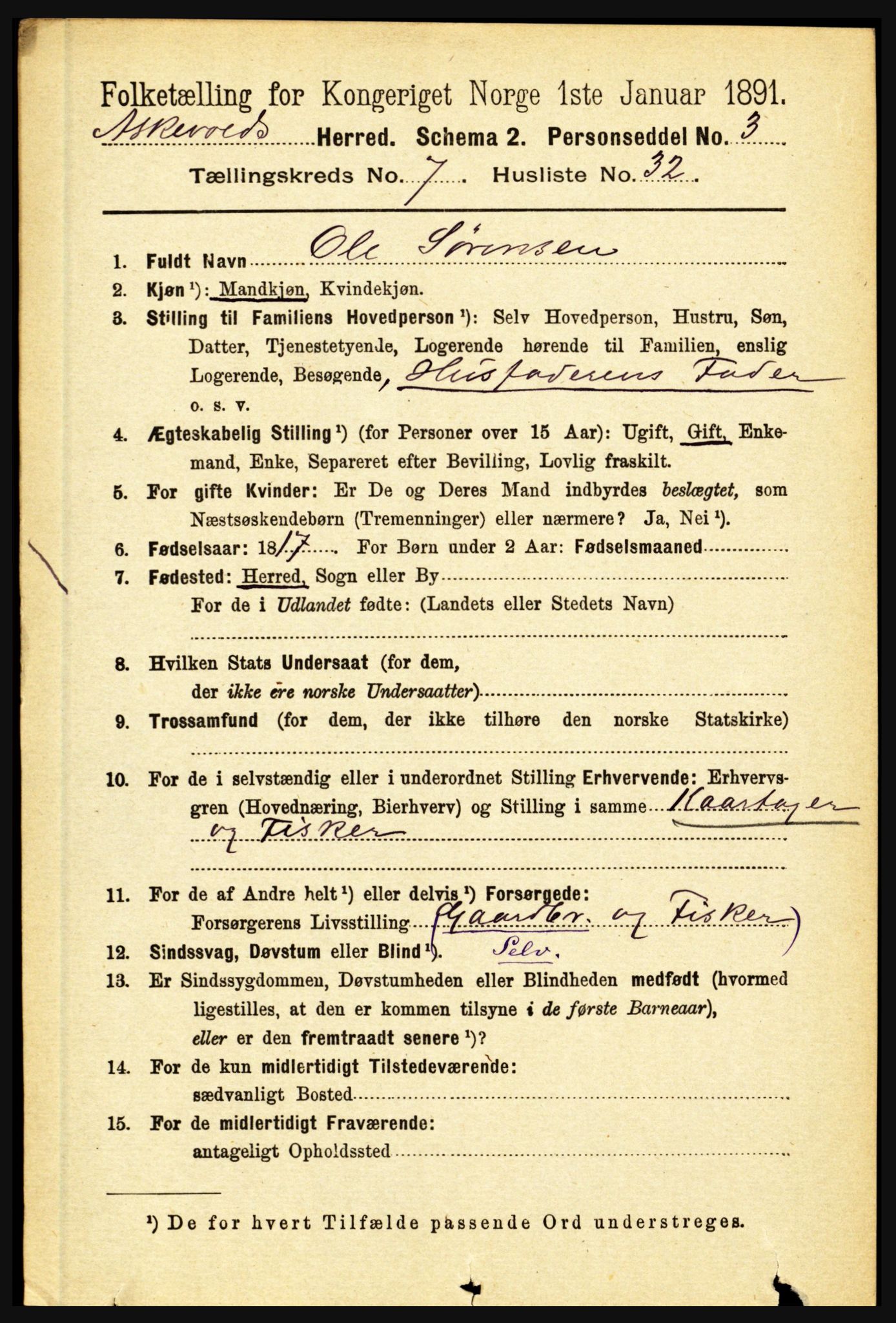 RA, 1891 census for 1428 Askvoll, 1891, p. 2080