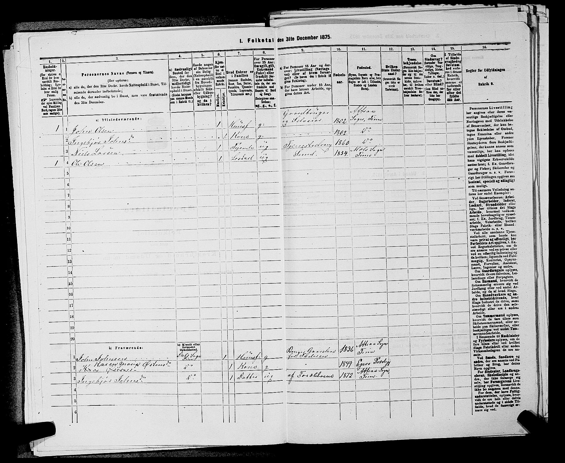 SAKO, 1875 census for 0826P Tinn, 1875, p. 497