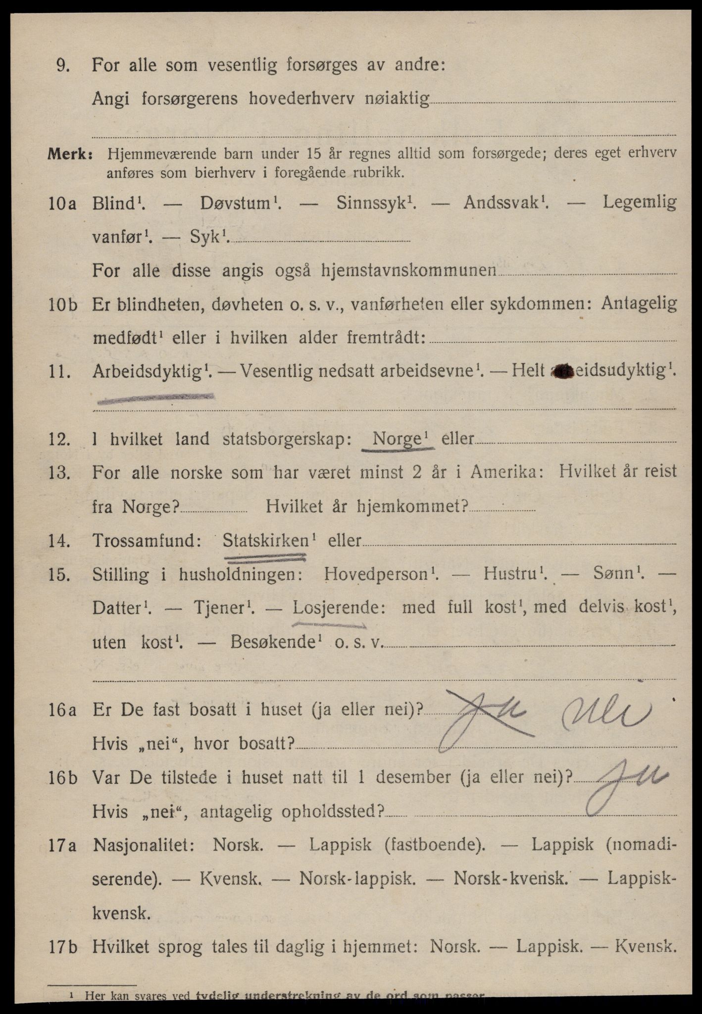 SAT, 1920 census for Orkanger, 1920, p. 2108