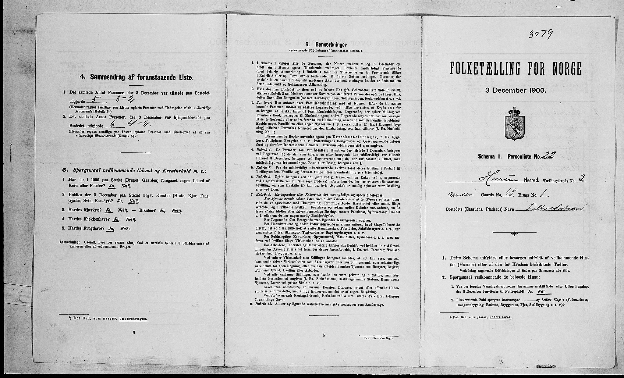 RA, 1900 census for Hurum, 1900, p. 330