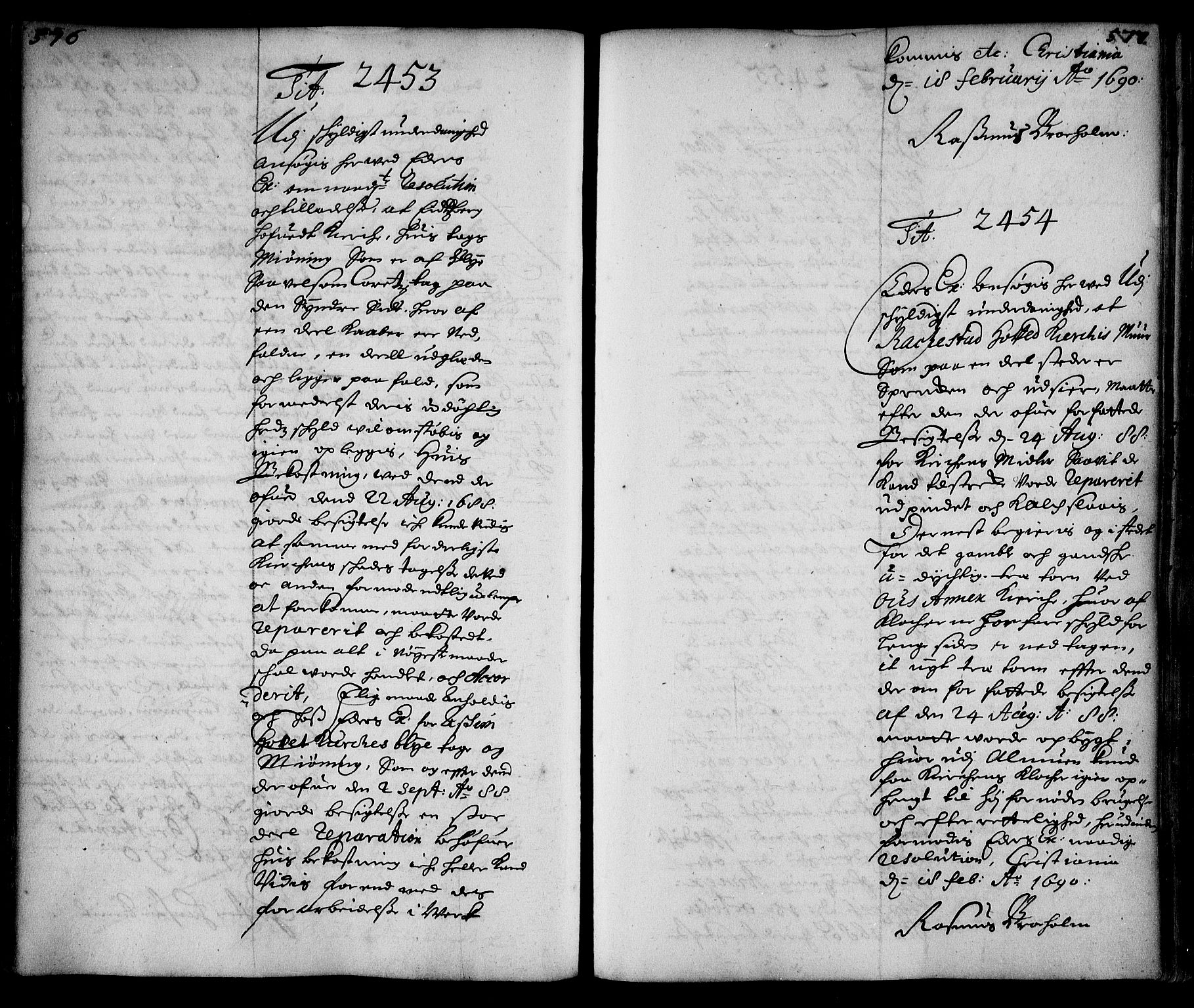 Stattholderembetet 1572-1771, AV/RA-EA-2870/Ae/L0007: Supplikasjons- og resolusjonsprotokoll, 1689-1691, p. 576-577