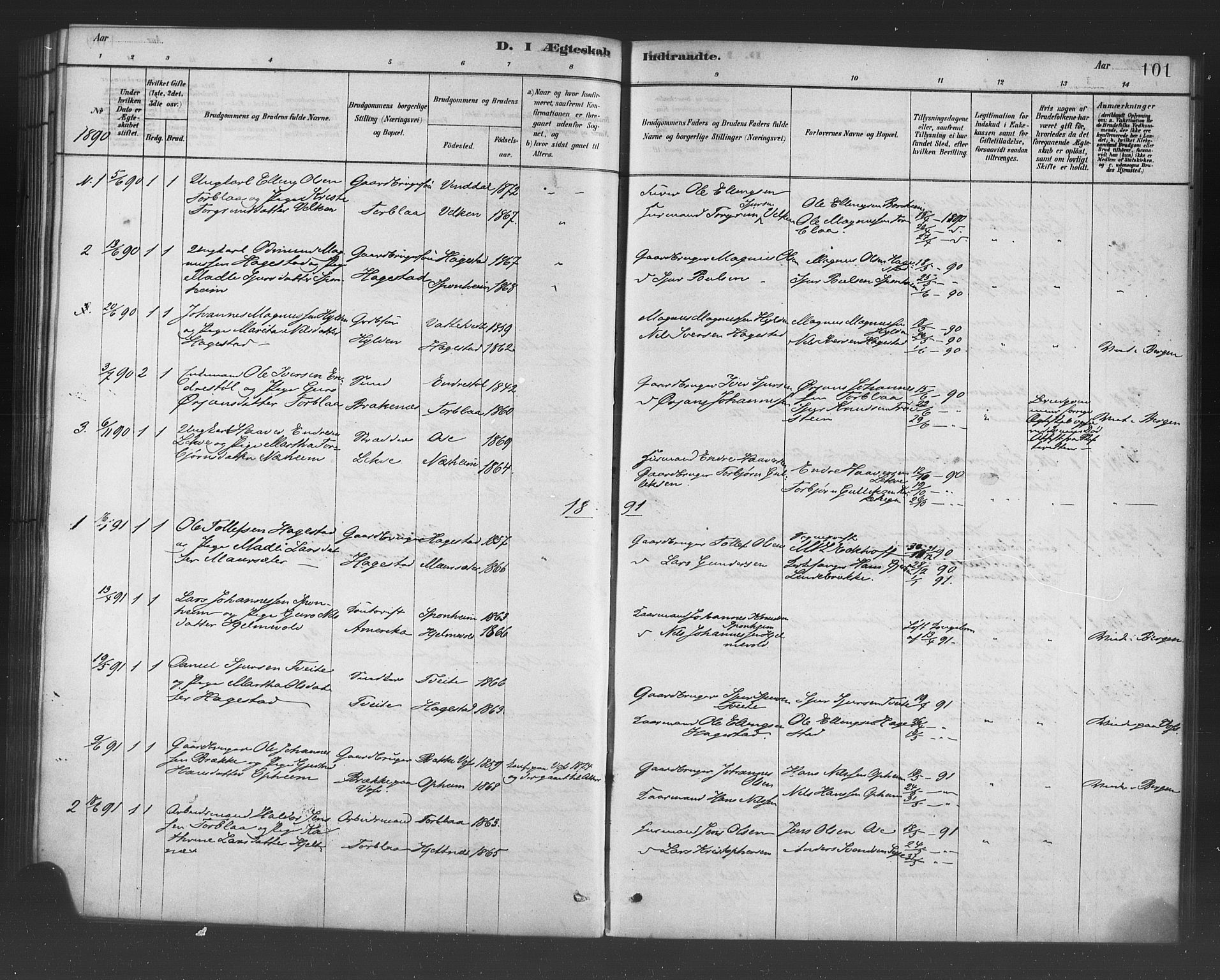 Ulvik sokneprestembete, SAB/A-78801/H/Haa: Parish register (official) no. B 1, 1878-1897, p. 101