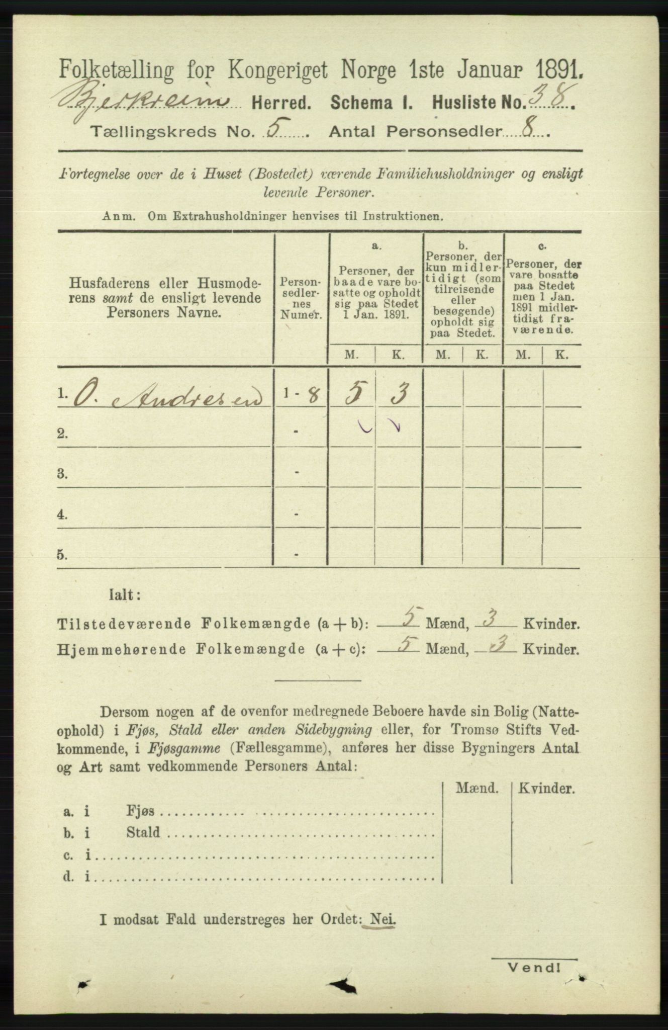 RA, 1891 census for 1114 Bjerkreim, 1891, p. 1690