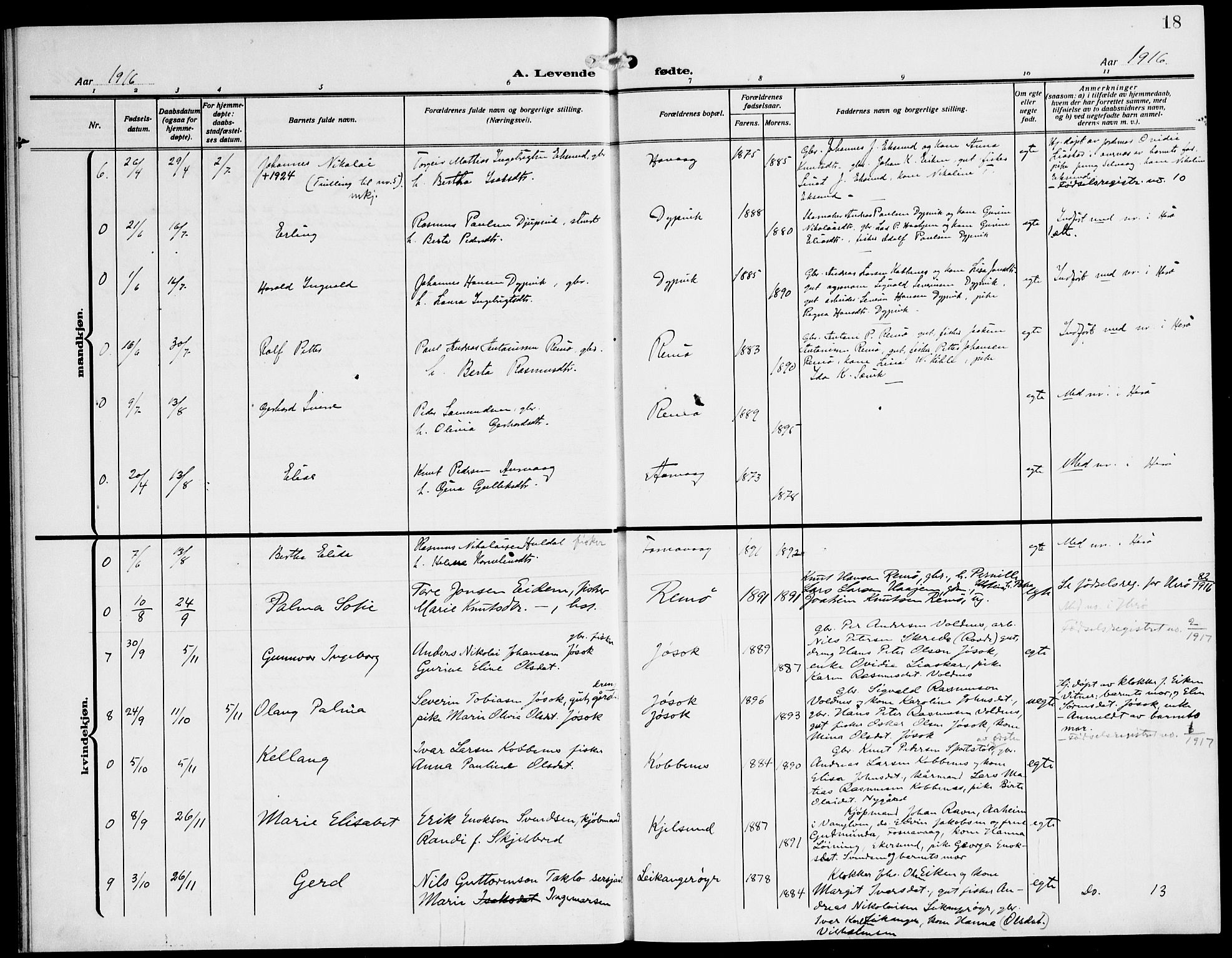 Ministerialprotokoller, klokkerbøker og fødselsregistre - Møre og Romsdal, AV/SAT-A-1454/508/L0096: Parish register (official) no. 508A03, 1911-1920, p. 18