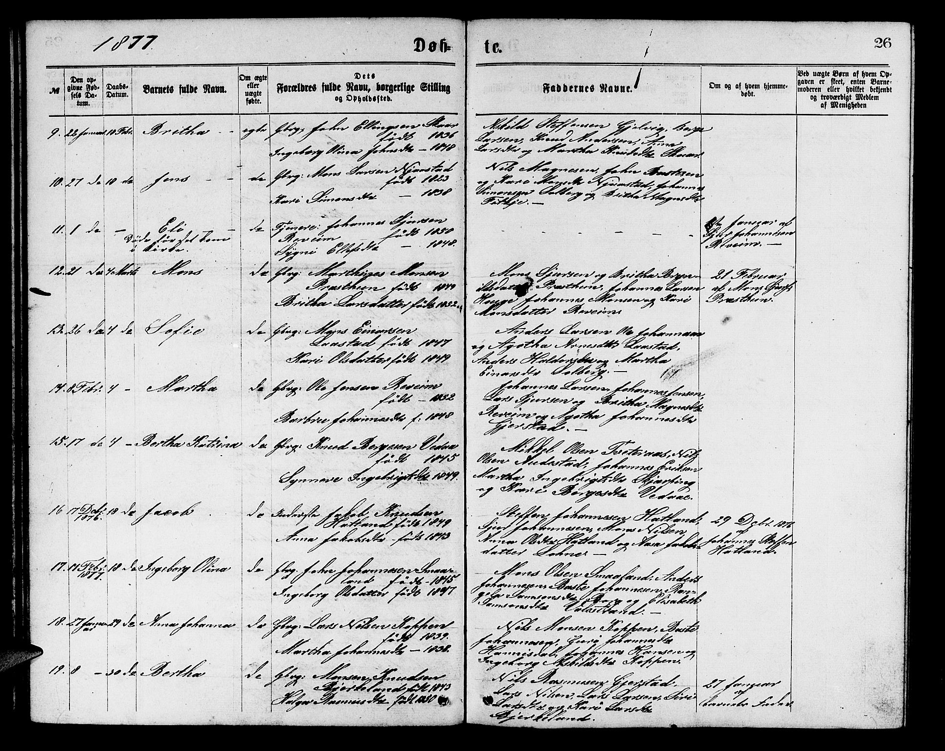 Haus sokneprestembete, SAB/A-75601/H/Hab: Parish register (copy) no. C 1, 1869-1878, p. 26