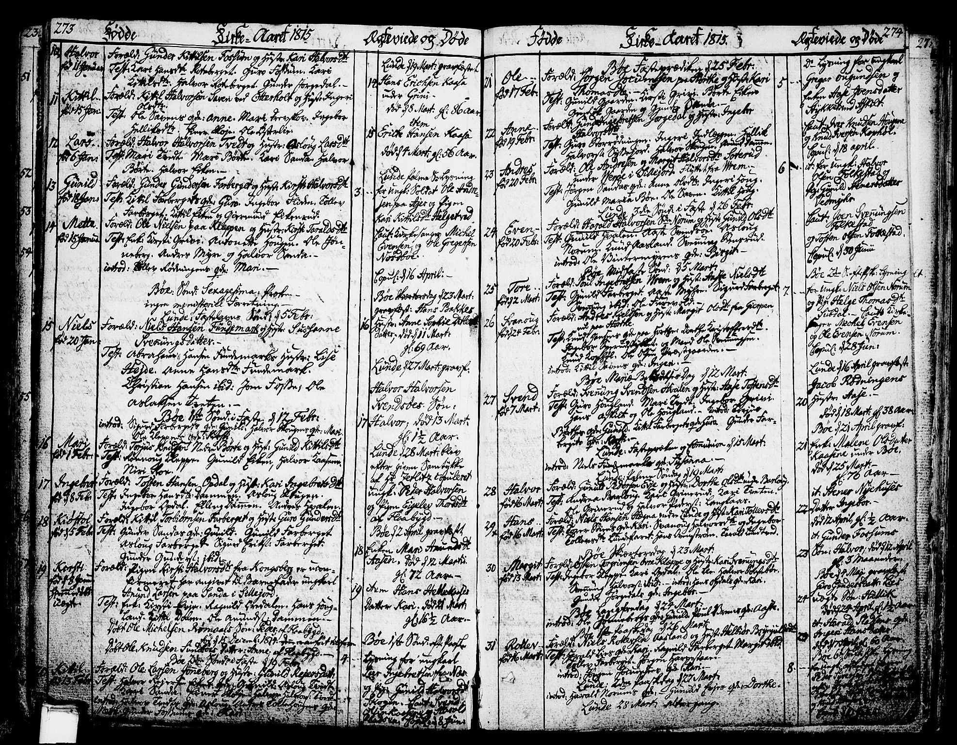 Bø kirkebøker, SAKO/A-257/F/Fa/L0005: Parish register (official) no. 5, 1785-1815, p. 273-274
