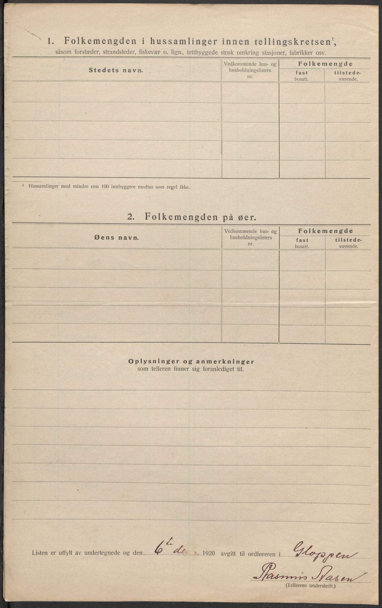 SAB, 1920 census for Gloppen, 1920, p. 50