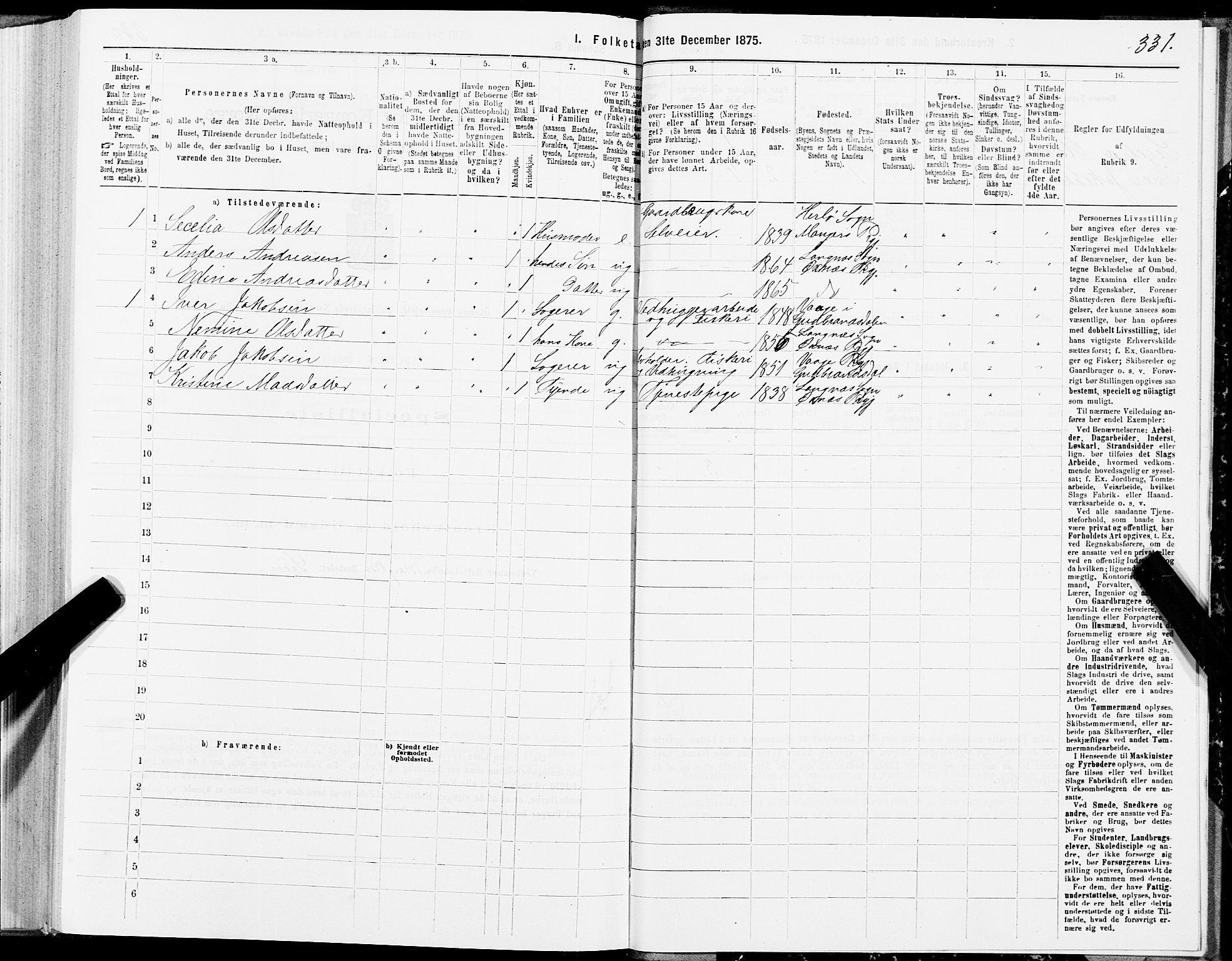 SAT, 1875 census for 1868P Øksnes, 1875, p. 2331