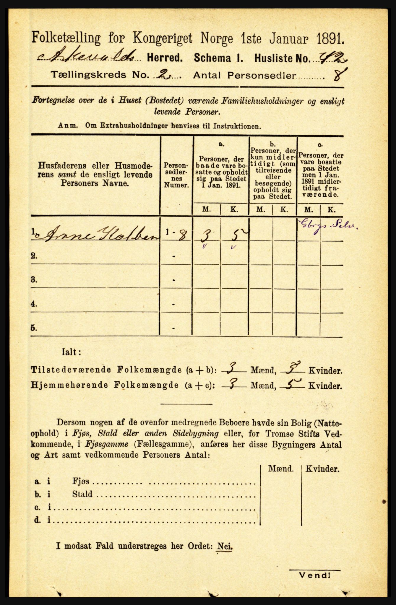 RA, 1891 census for 1428 Askvoll, 1891, p. 410