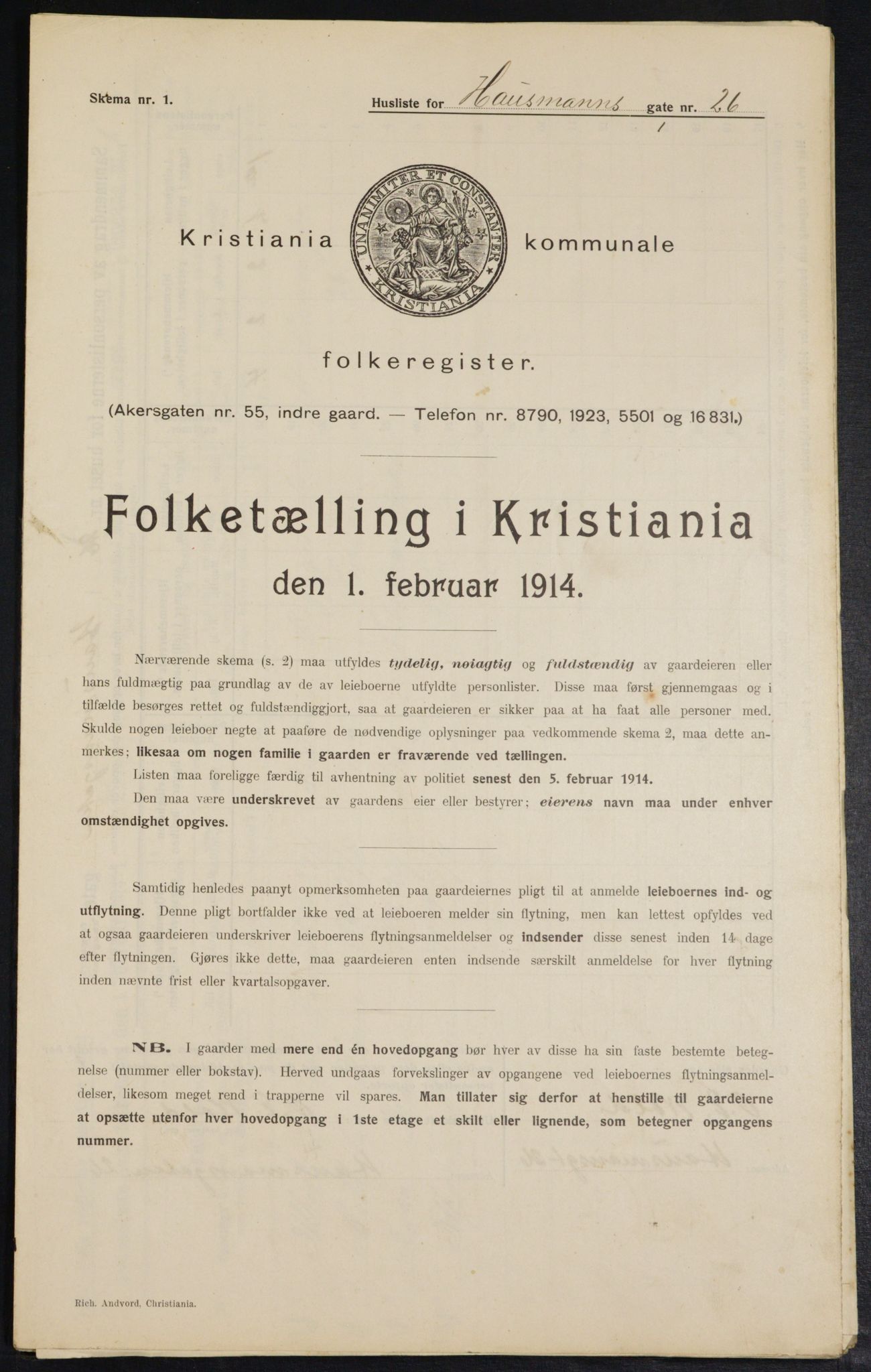 OBA, Municipal Census 1914 for Kristiania, 1914, p. 35251