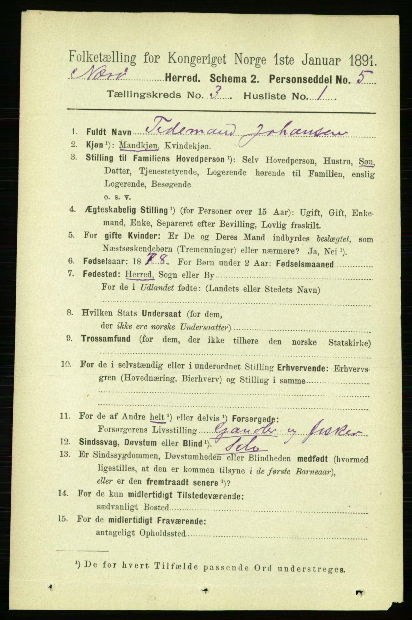 RA, 1891 census for 1751 Nærøy, 1891, p. 1303