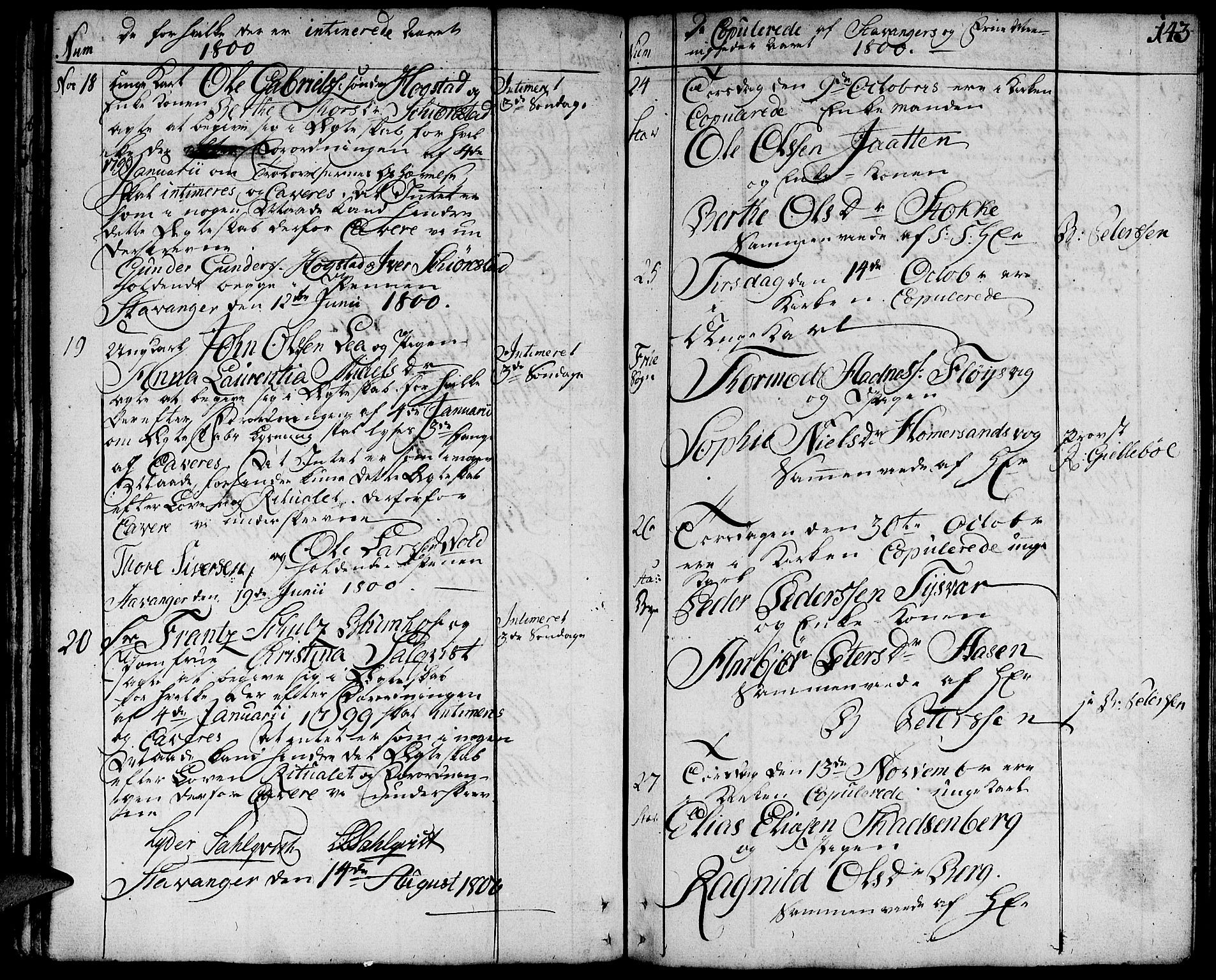 Domkirken sokneprestkontor, AV/SAST-A-101812/001/30/30BA/L0006: Parish register (official) no. A 6, 1783-1815, p. 143