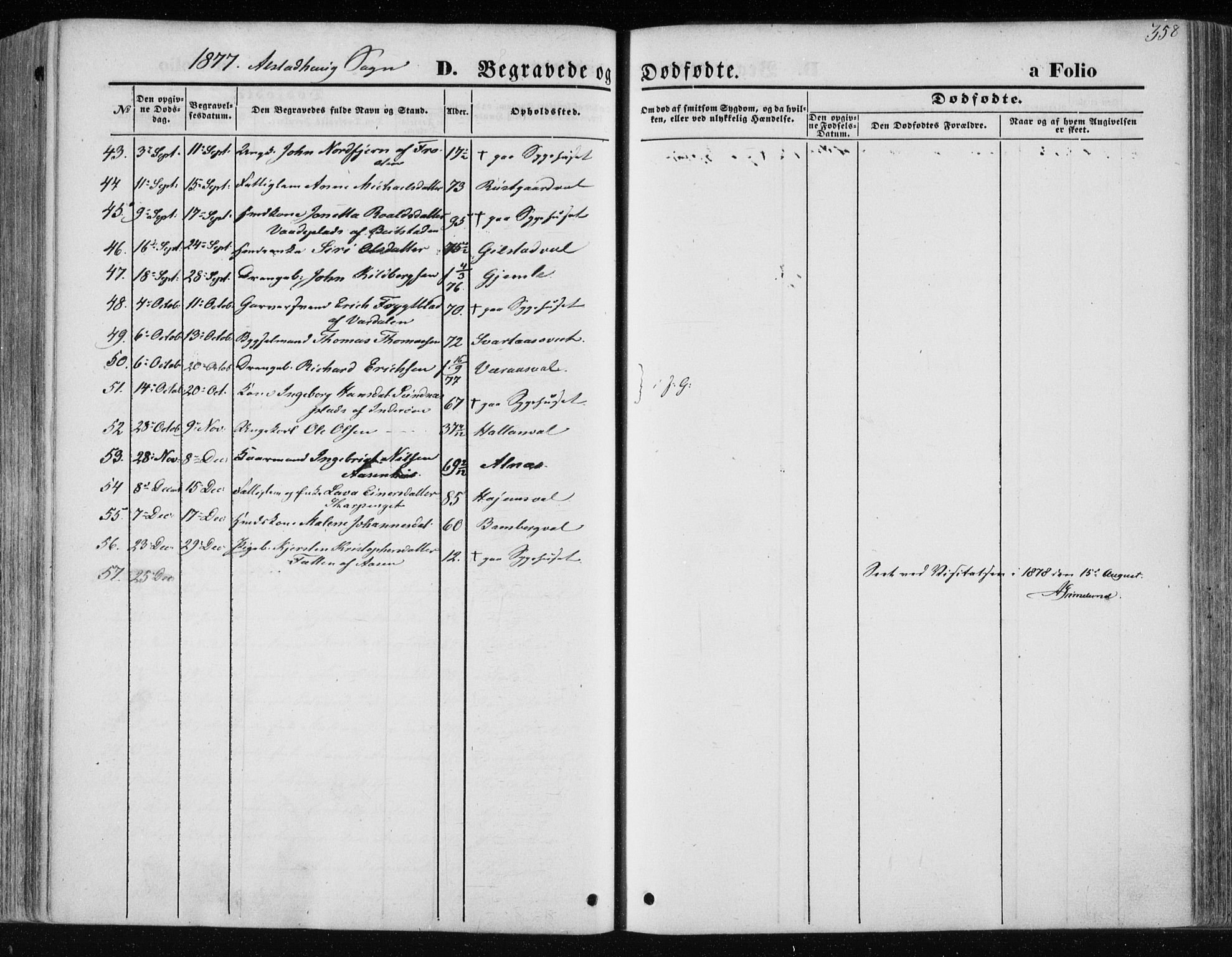 Ministerialprotokoller, klokkerbøker og fødselsregistre - Nord-Trøndelag, AV/SAT-A-1458/717/L0157: Parish register (official) no. 717A08 /1, 1863-1877, p. 358