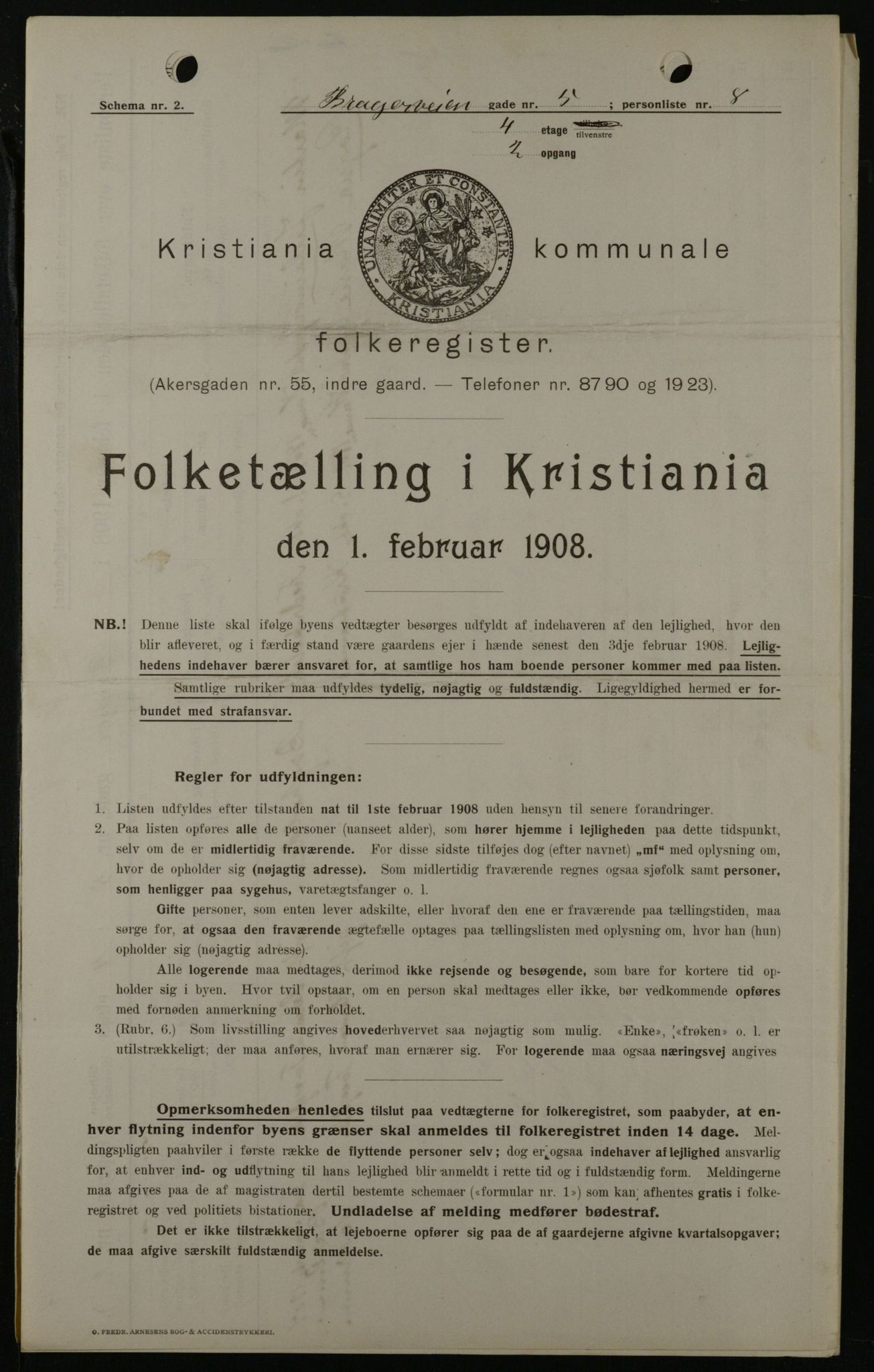 OBA, Municipal Census 1908 for Kristiania, 1908, p. 7857