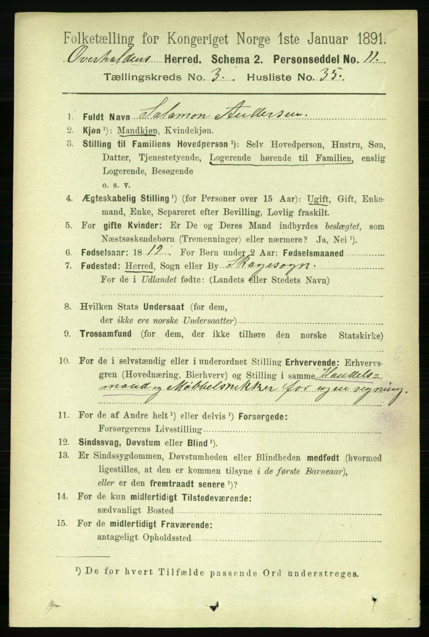 RA, 1891 census for 1744 Overhalla, 1891, p. 1008