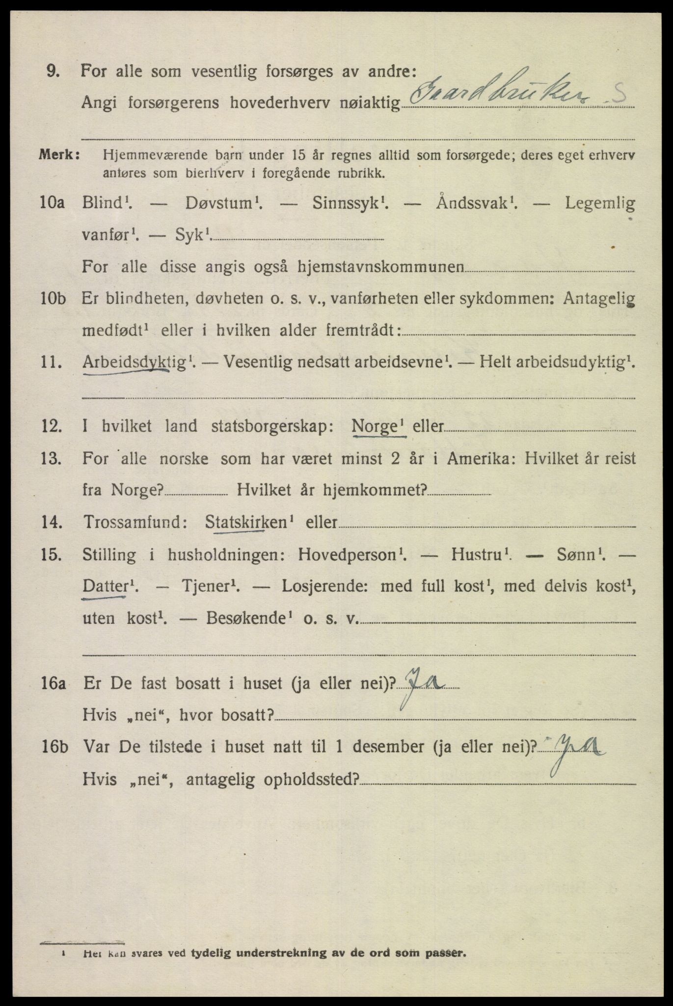 SAK, 1920 census for Kvås, 1920, p. 1181