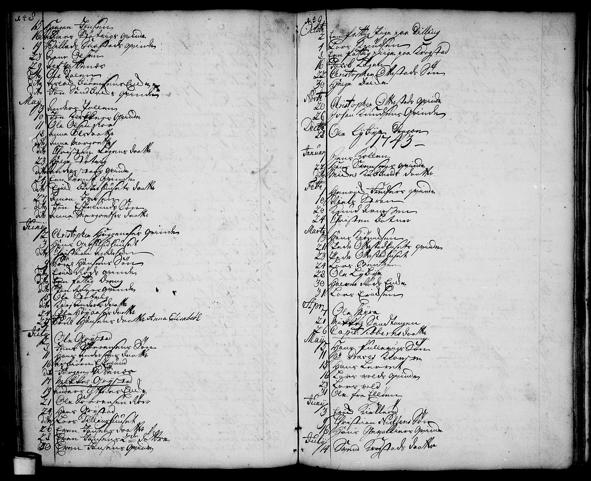 Rygge prestekontor Kirkebøker, SAO/A-10084b/F/Fa/L0001: Parish register (official) no. 1, 1725-1771, p. 148-149