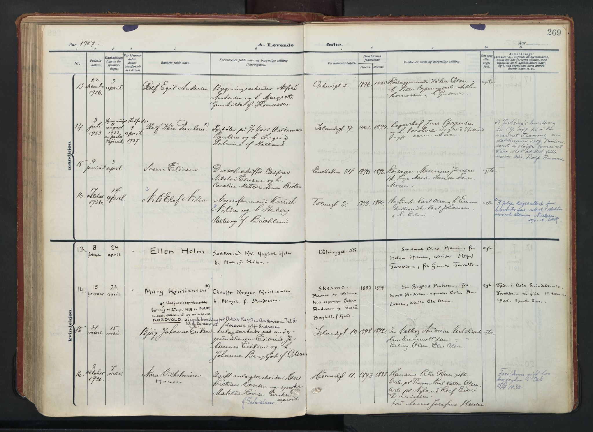 Vålerengen prestekontor Kirkebøker, SAO/A-10878/F/Fa/L0004: Parish register (official) no. 4, 1915-1929, p. 269