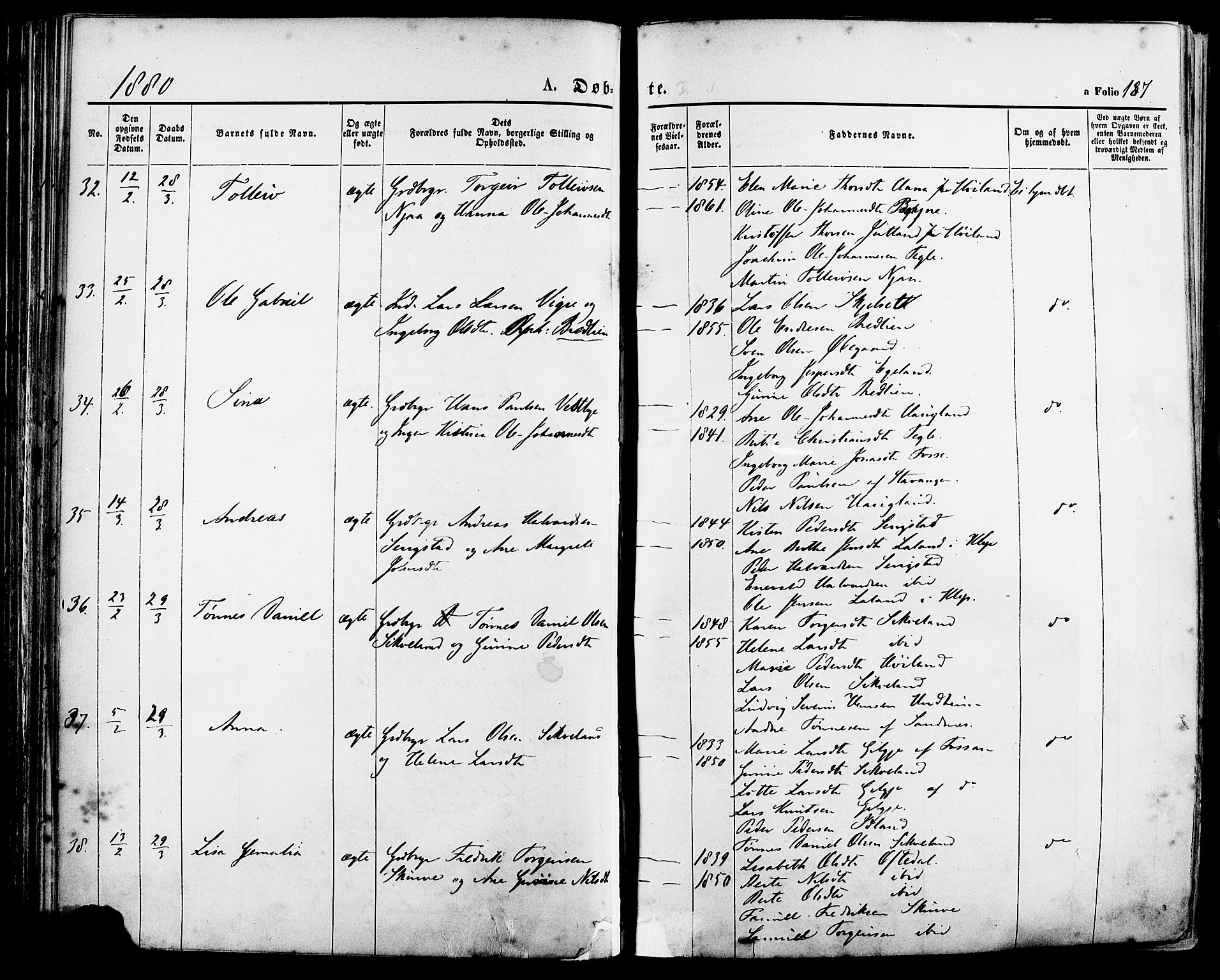 Lye sokneprestkontor, AV/SAST-A-101794/001/30BA/L0008: Parish register (official) no. A 7, 1872-1881, p. 137