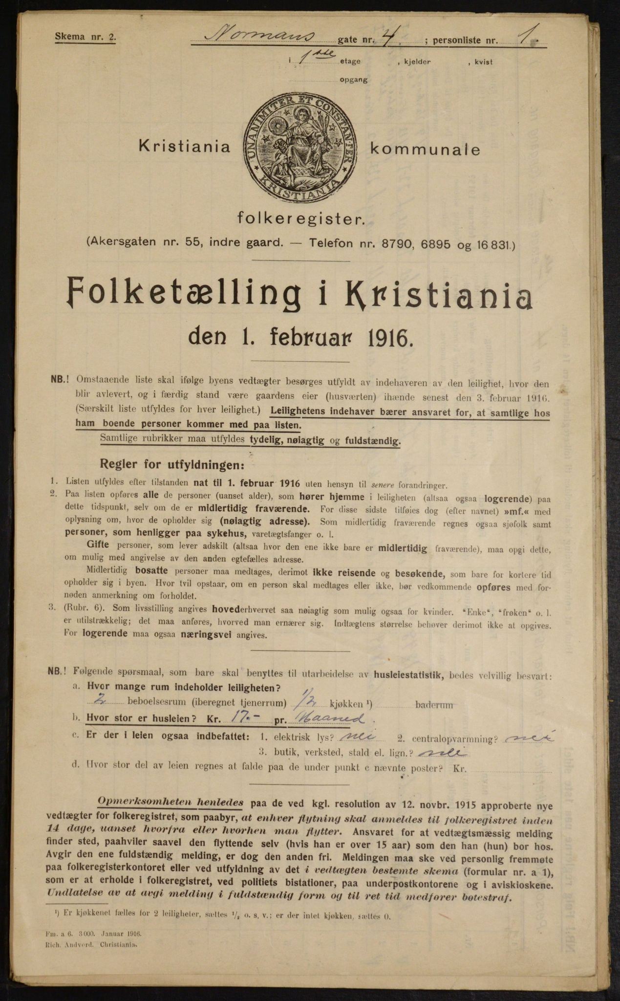 OBA, Municipal Census 1916 for Kristiania, 1916, p. 75213