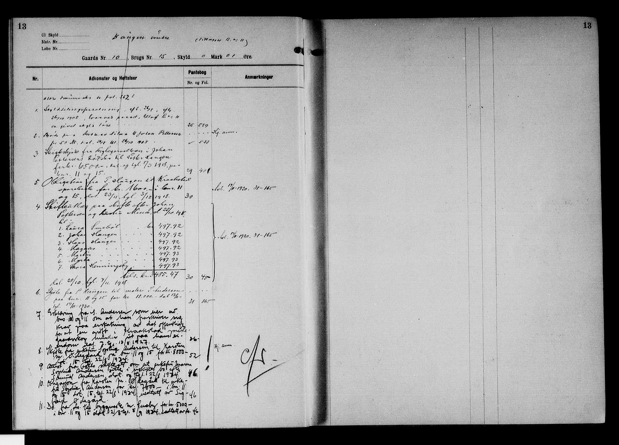 Follo sorenskriveri, AV/SAO-A-10274/G/Gb/Gbb/L0008: Mortgage register no. II 8, 1906-1937, p. 13