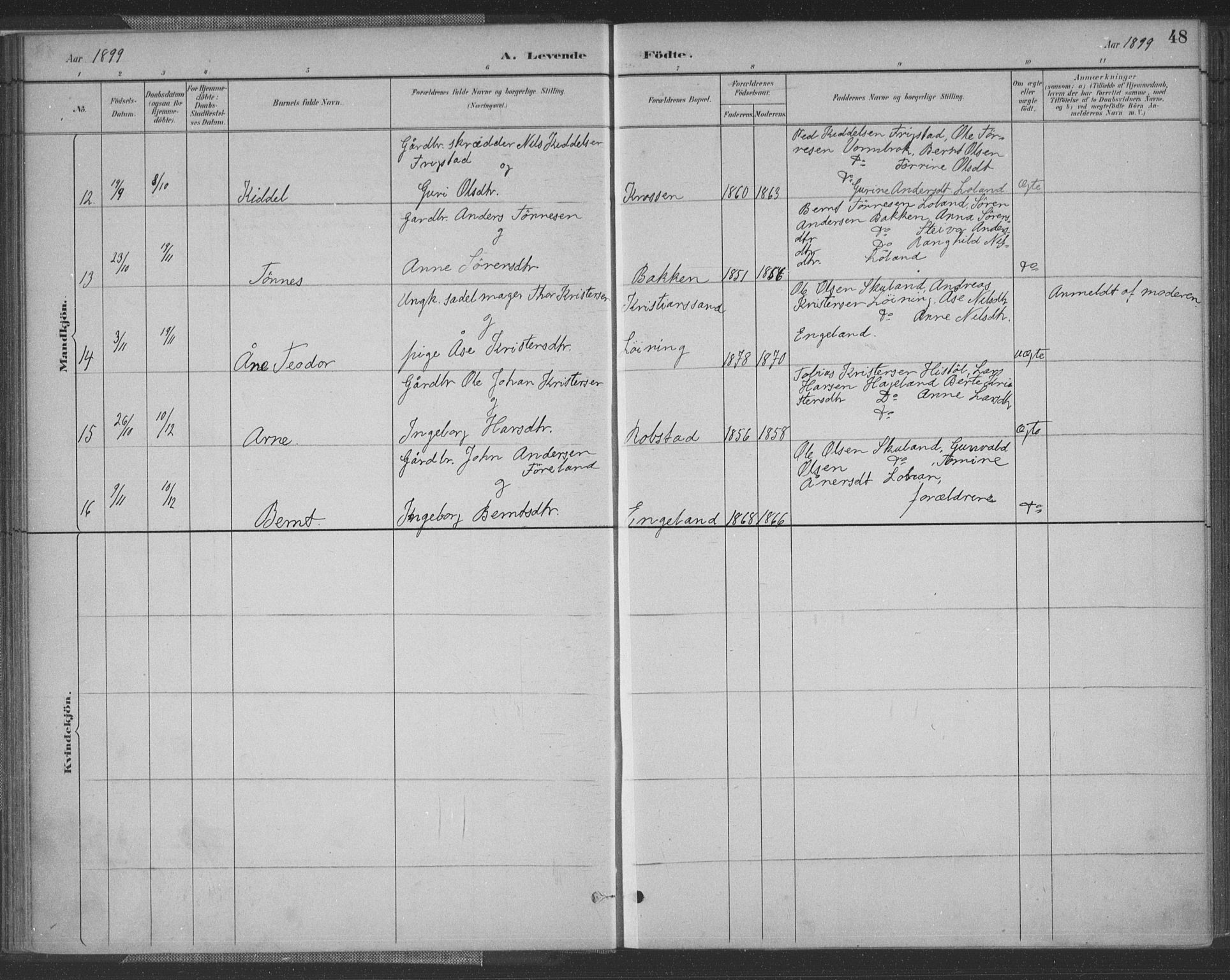 Vennesla sokneprestkontor, AV/SAK-1111-0045/Fa/Fac/L0009: Parish register (official) no. A 9, 1884-1901, p. 48