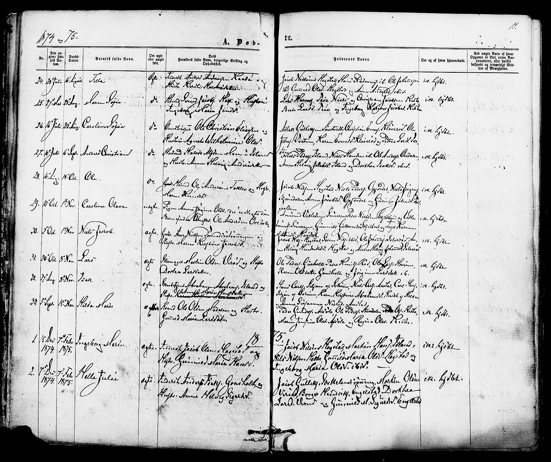 Siljan kirkebøker, SAKO/A-300/F/Fa/L0002: Parish register (official) no. 2, 1870-1895, p. 11