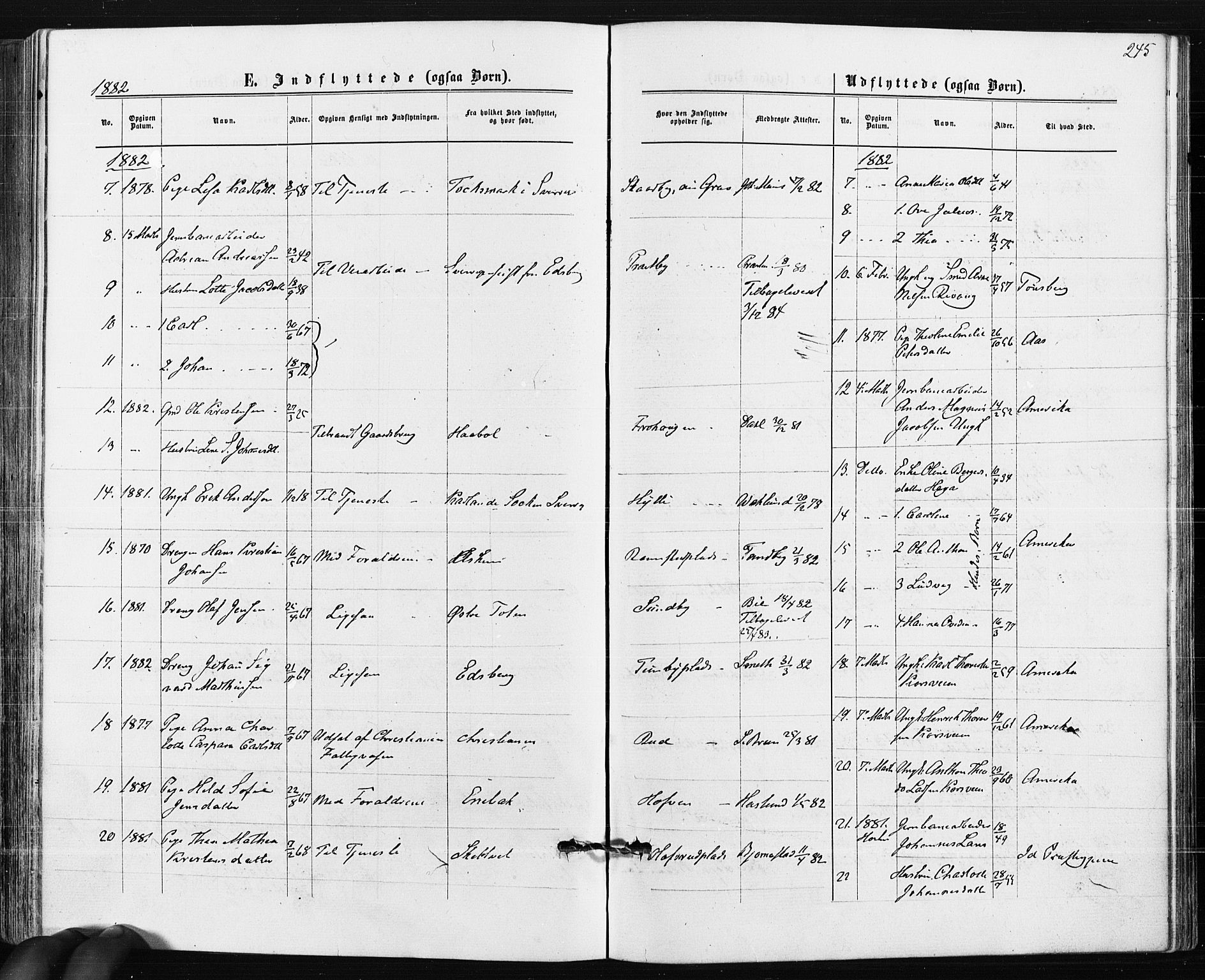 Spydeberg prestekontor Kirkebøker, AV/SAO-A-10924/F/Fa/L0007: Parish register (official) no. I 7, 1875-1885, p. 245