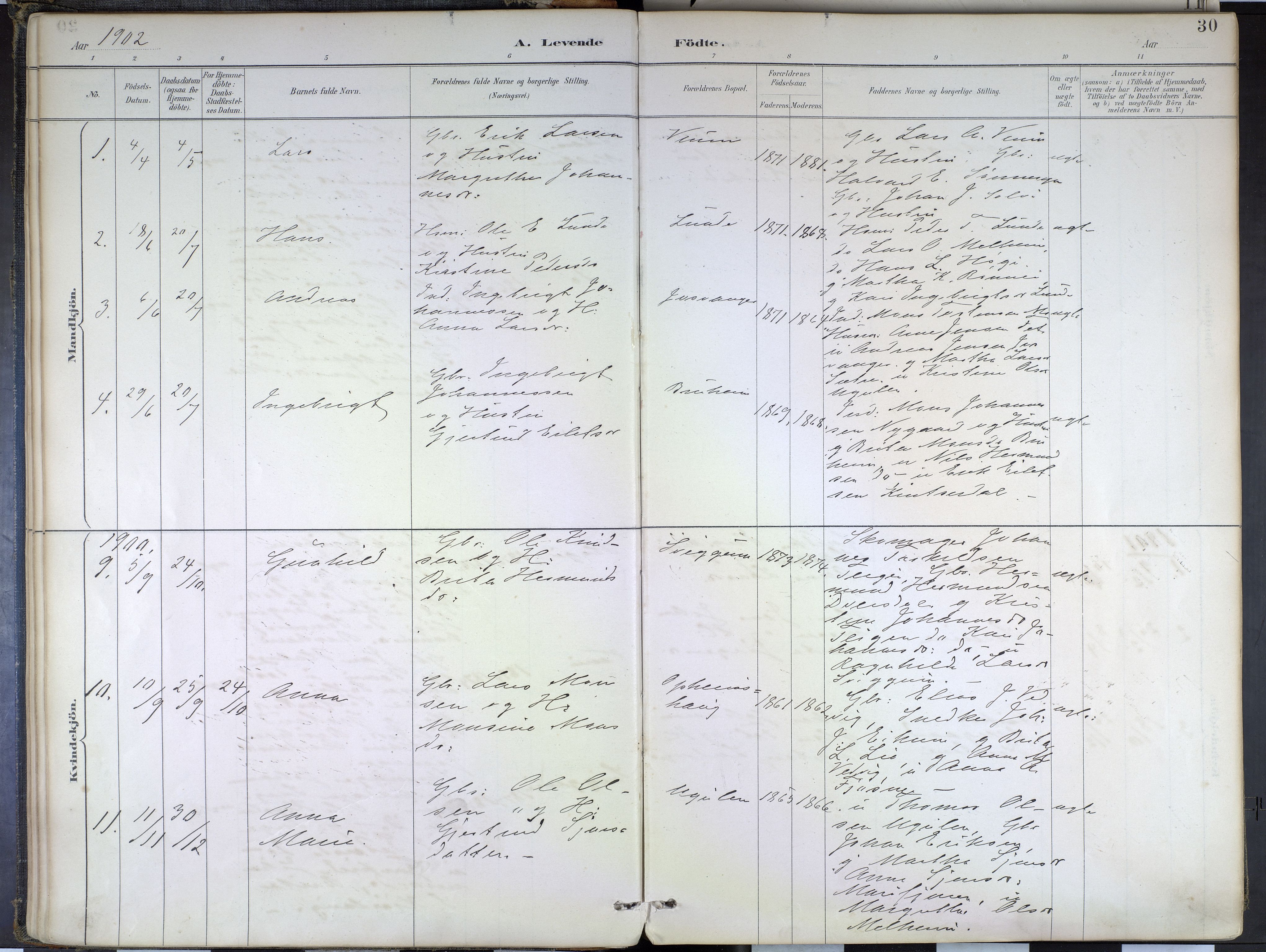 Hafslo sokneprestembete, SAB/A-80301/H/Haa/Haad/L0001: Parish register (official) no. D 1, 1886-1934, p. 30