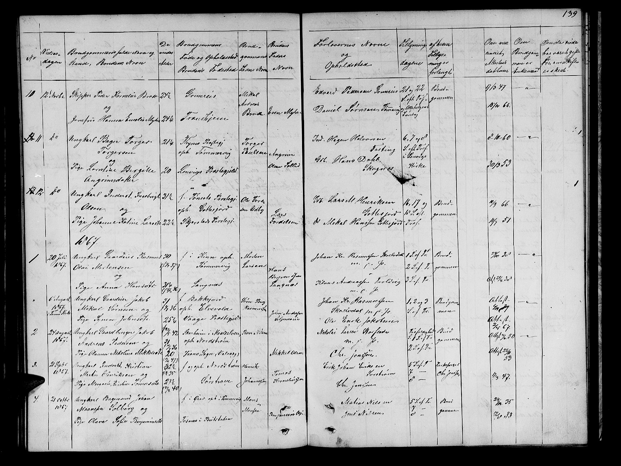 Tranøy sokneprestkontor, SATØ/S-1313/I/Ia/Iab/L0021klokker: Parish register (copy) no. 21, 1861-1886, p. 139