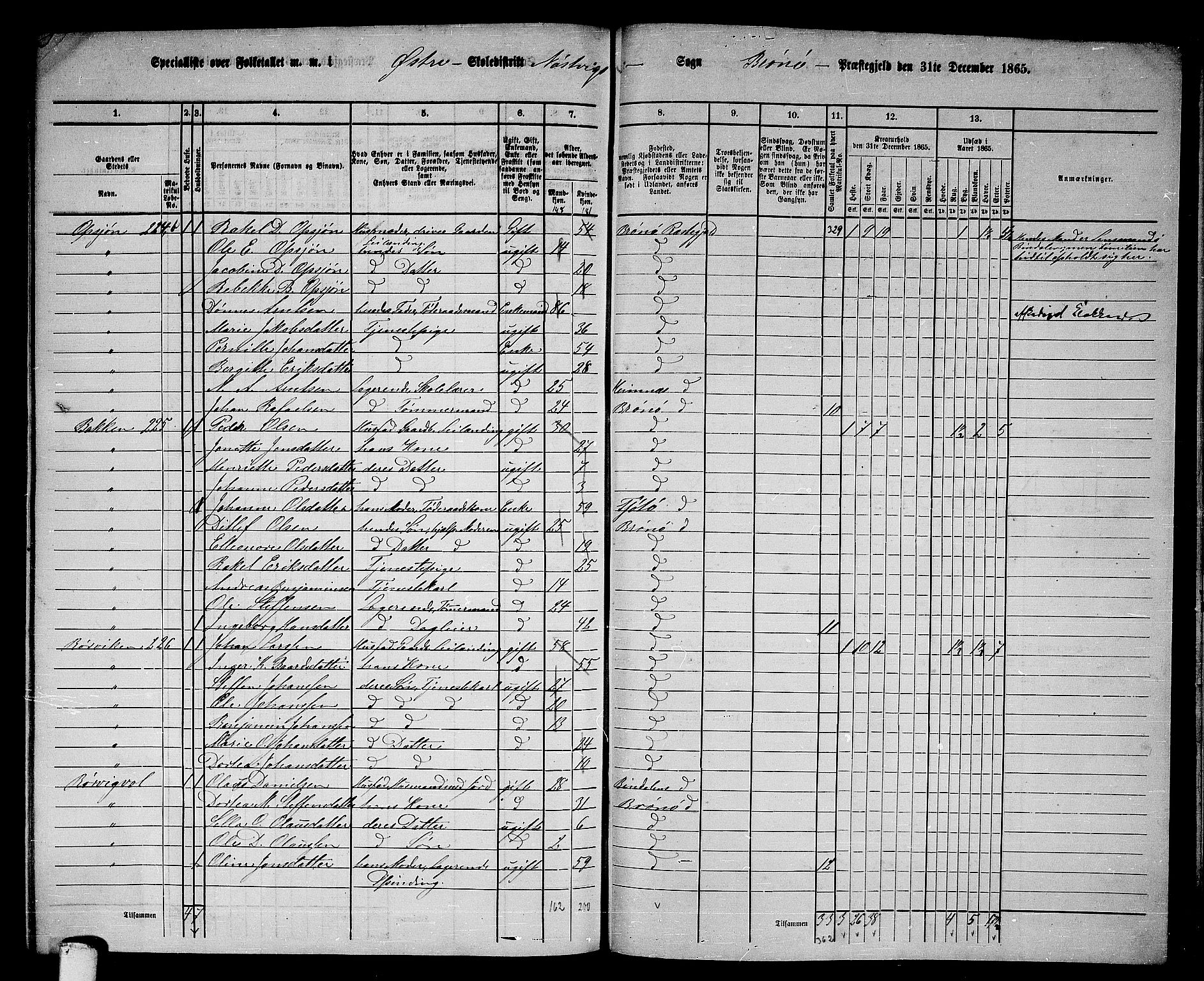 RA, 1865 census for Brønnøy, 1865, p. 204