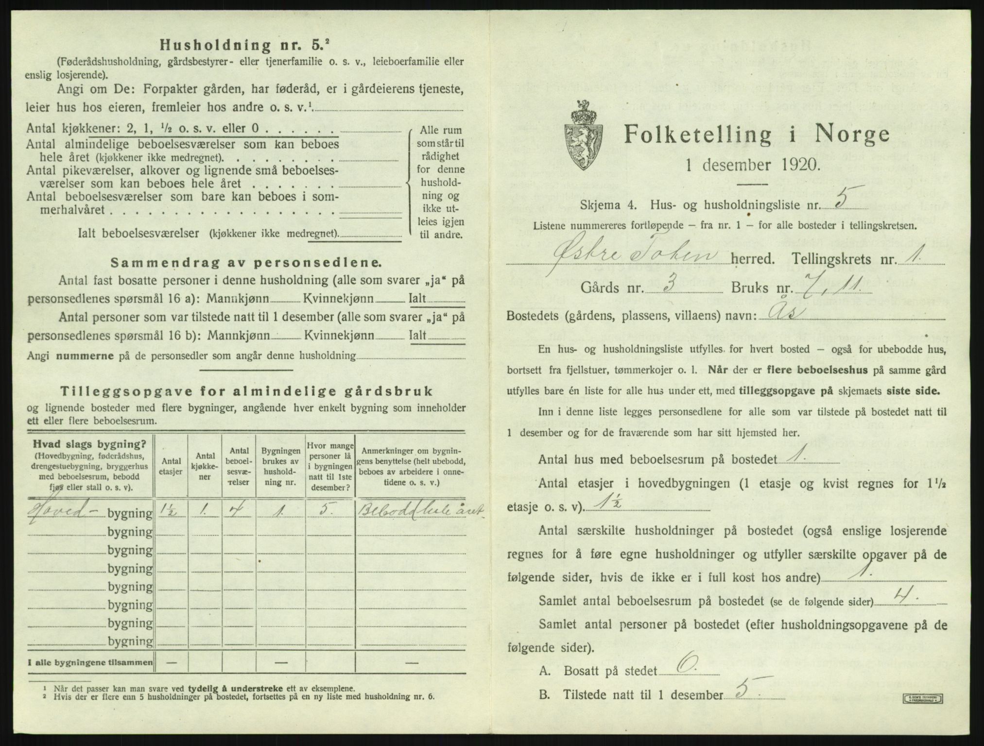 SAH, 1920 census for Østre Toten, 1920, p. 80