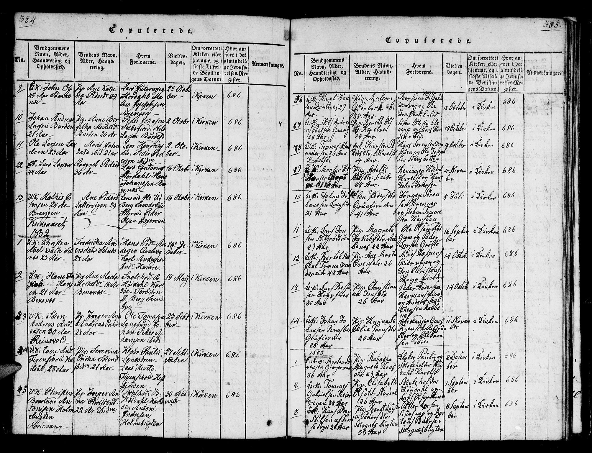 Karlsøy sokneprestembete, SATØ/S-1299/H/Ha/Hab/L0001klokker: Parish register (copy) no. 1, 1821-1840, p. 384-385