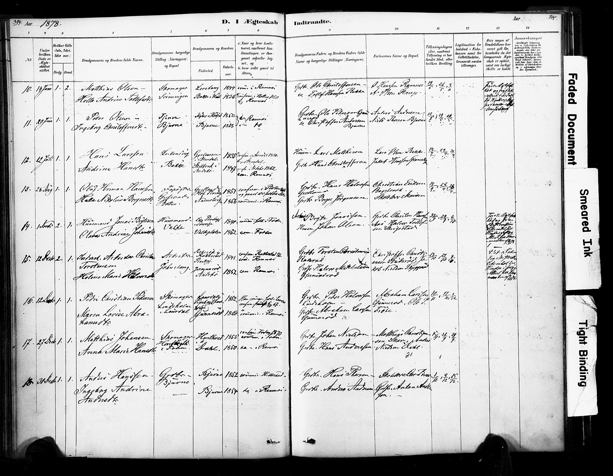 Ramnes kirkebøker, AV/SAKO-A-314/F/Fa/L0007: Parish register (official) no. I 7, 1878-1895, p. 394-395