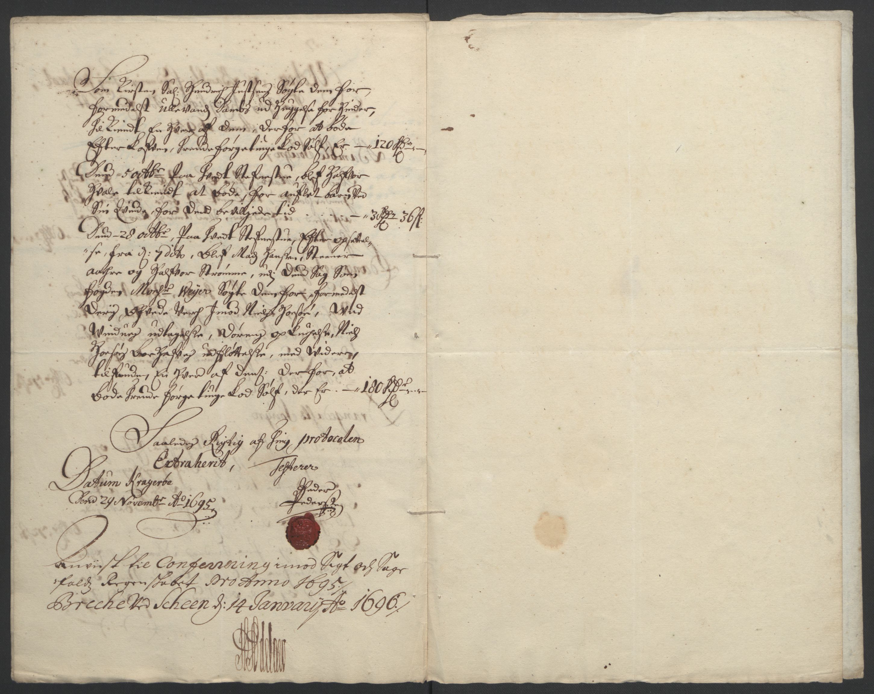 Rentekammeret inntil 1814, Reviderte regnskaper, Fogderegnskap, AV/RA-EA-4092/R36/L2093: Fogderegnskap Øvre og Nedre Telemark og Bamble, 1695, p. 351