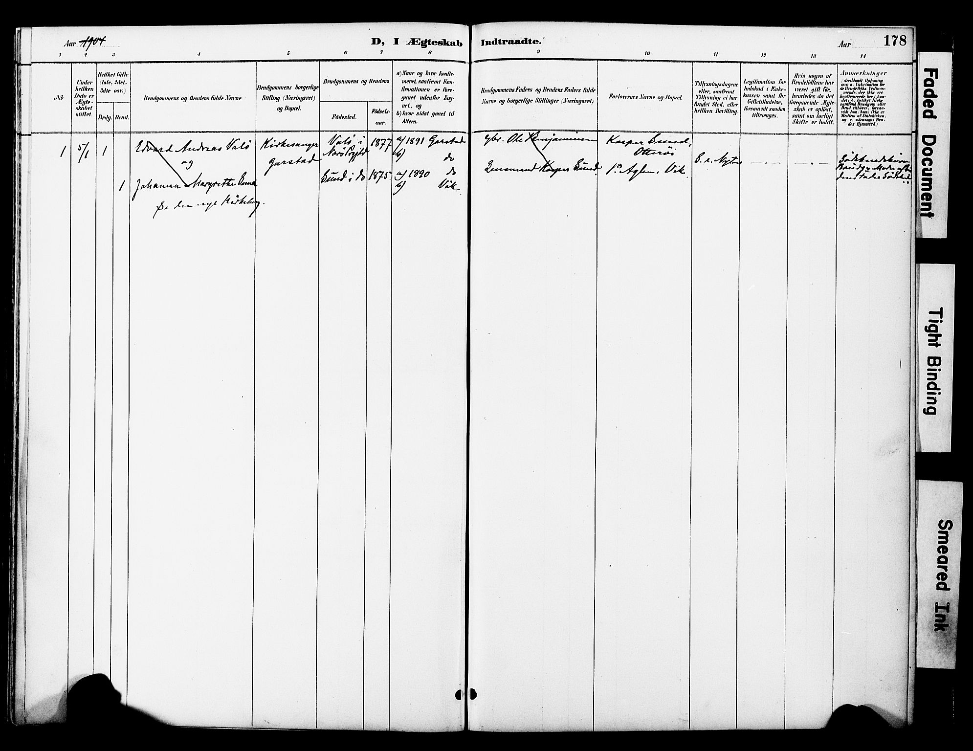 Ministerialprotokoller, klokkerbøker og fødselsregistre - Nord-Trøndelag, SAT/A-1458/774/L0628: Parish register (official) no. 774A02, 1887-1903, p. 178