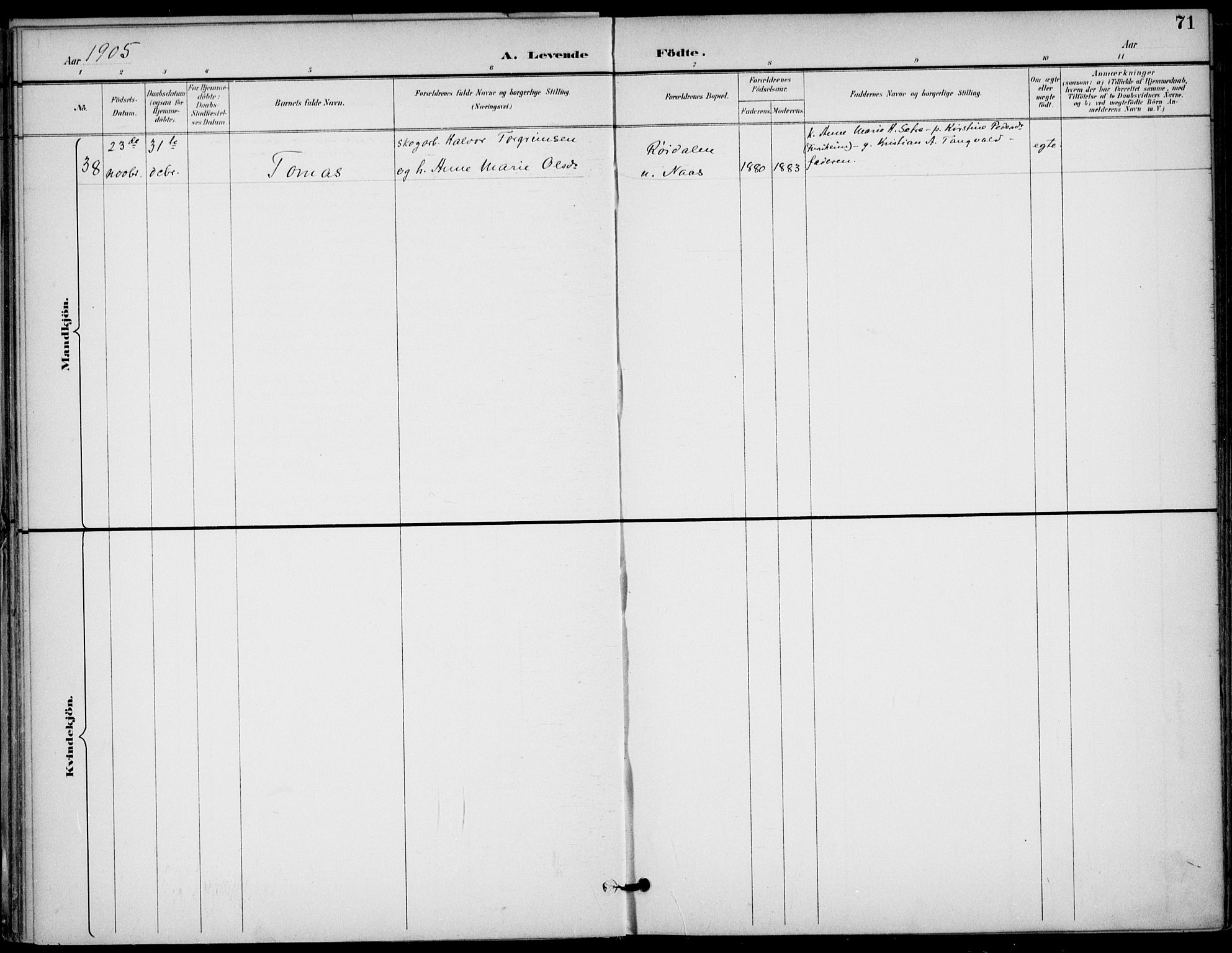 Drangedal kirkebøker, SAKO/A-258/F/Fa/L0012: Parish register (official) no. 12, 1895-1905, p. 71