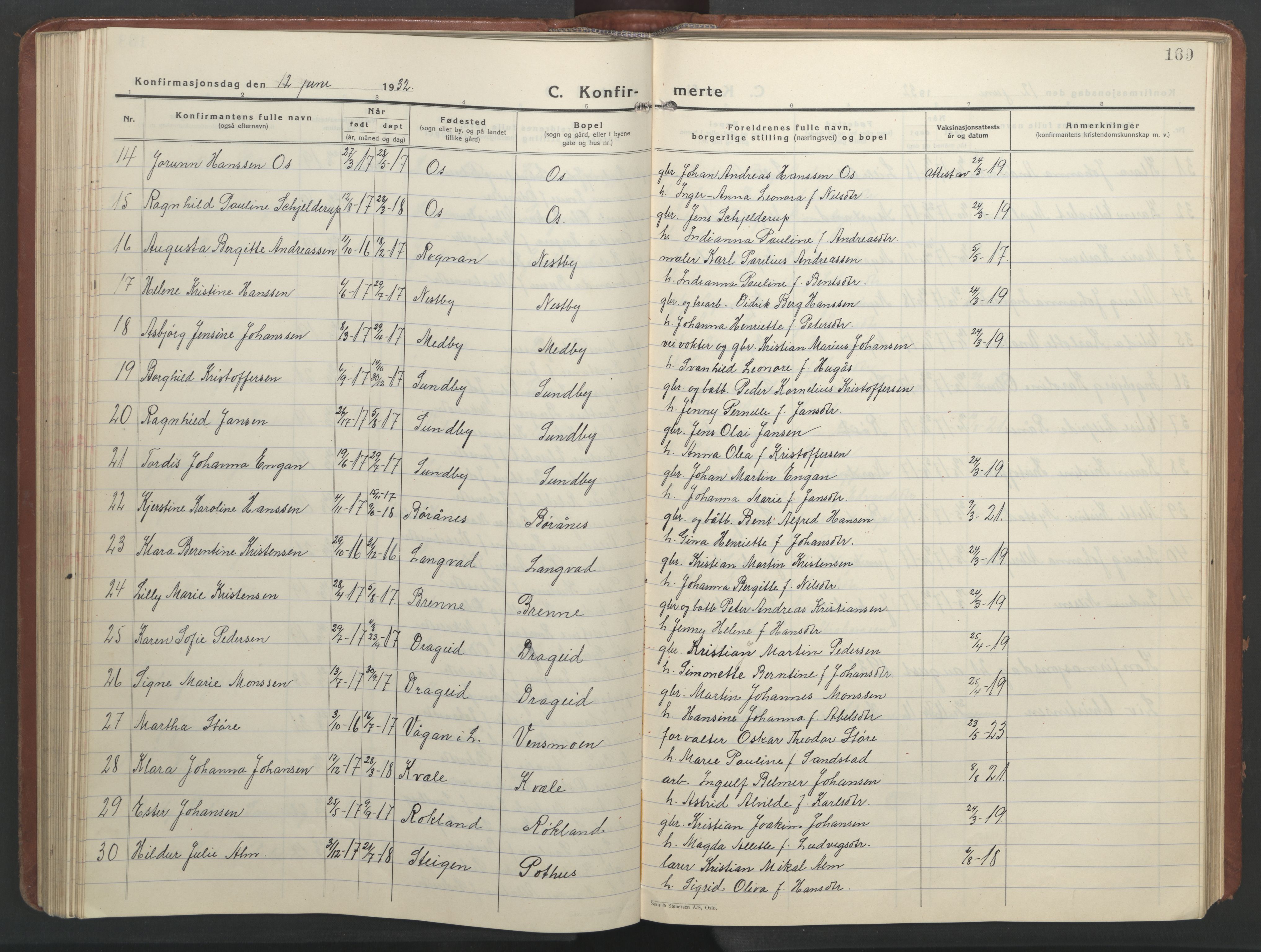Ministerialprotokoller, klokkerbøker og fødselsregistre - Nordland, SAT/A-1459/847/L0680: Parish register (copy) no. 847C08, 1930-1947, p. 169