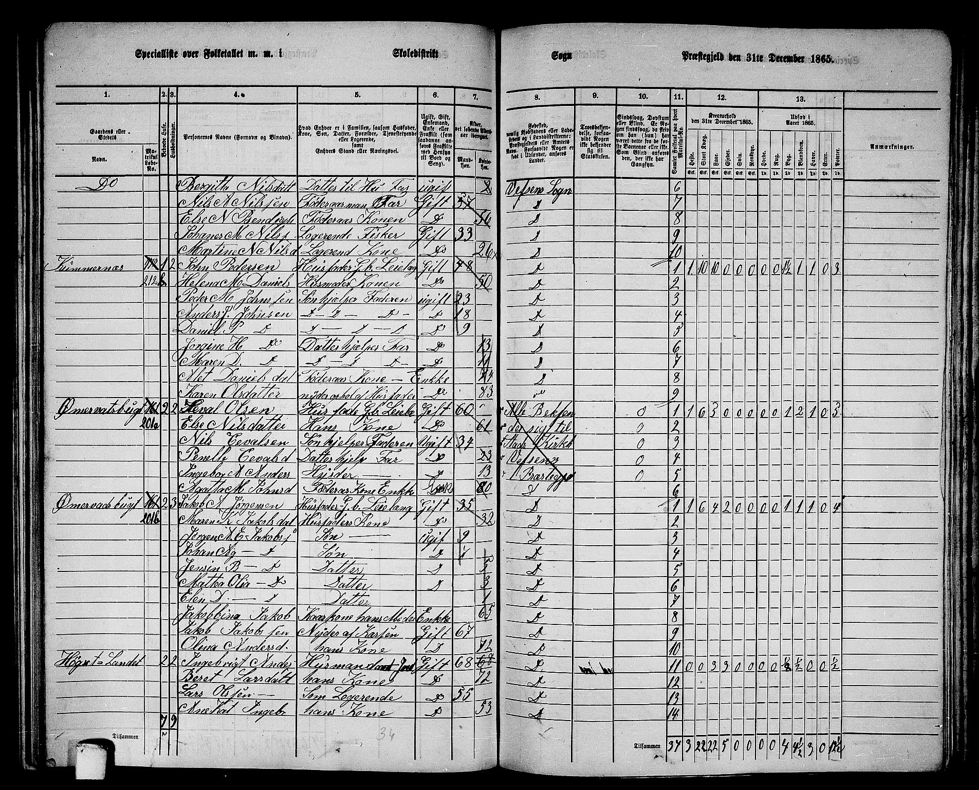 RA, 1865 census for Vefsn, 1865, p. 163